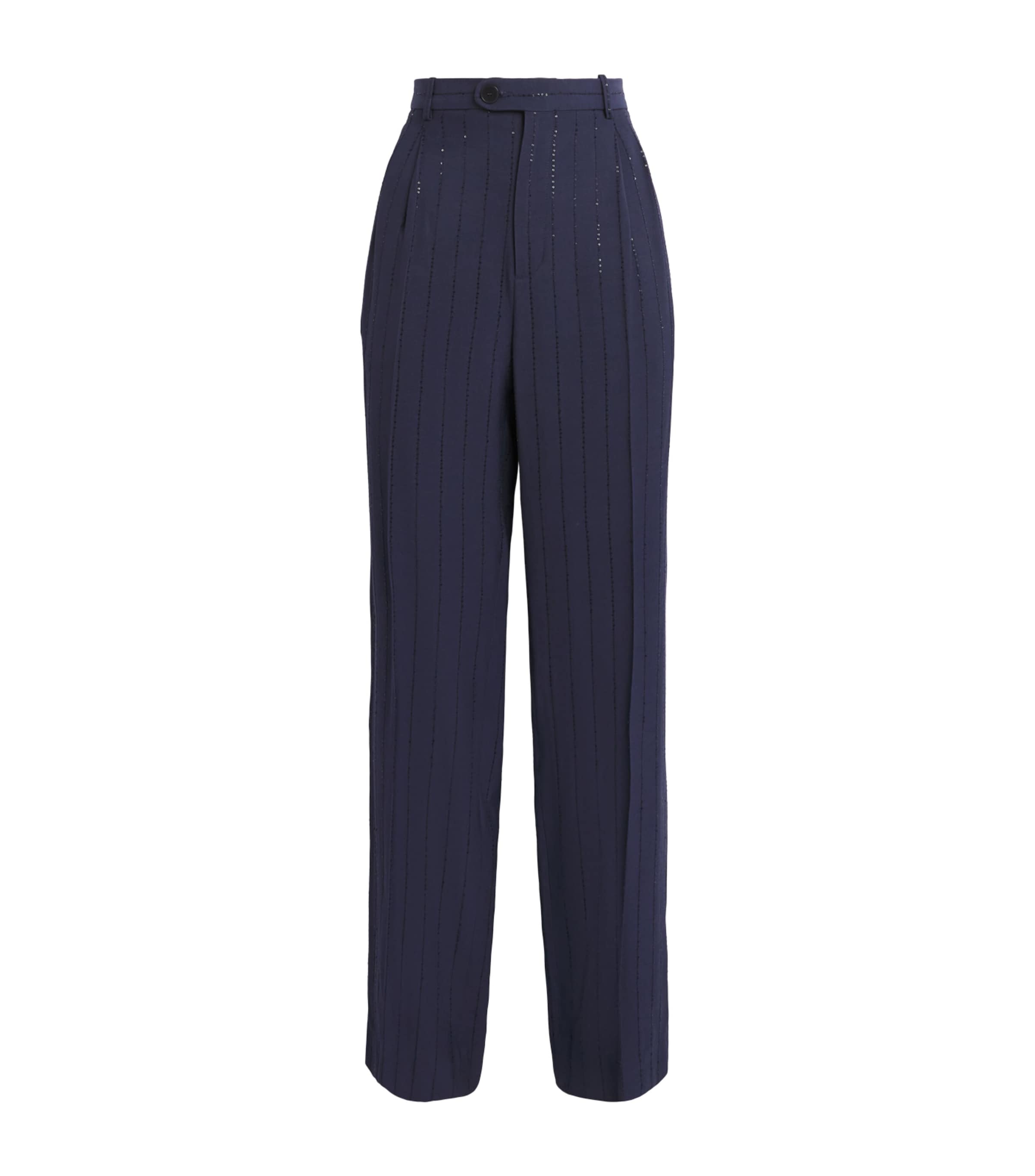 Sandro Paris Womens Embellished Stripe Trousers Dark Navy Image 1