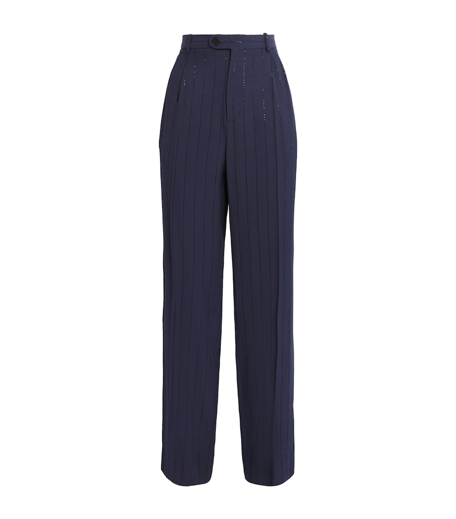 Sandro Paris Womens Embellished Stripe Trousers Dark Navy Image 1