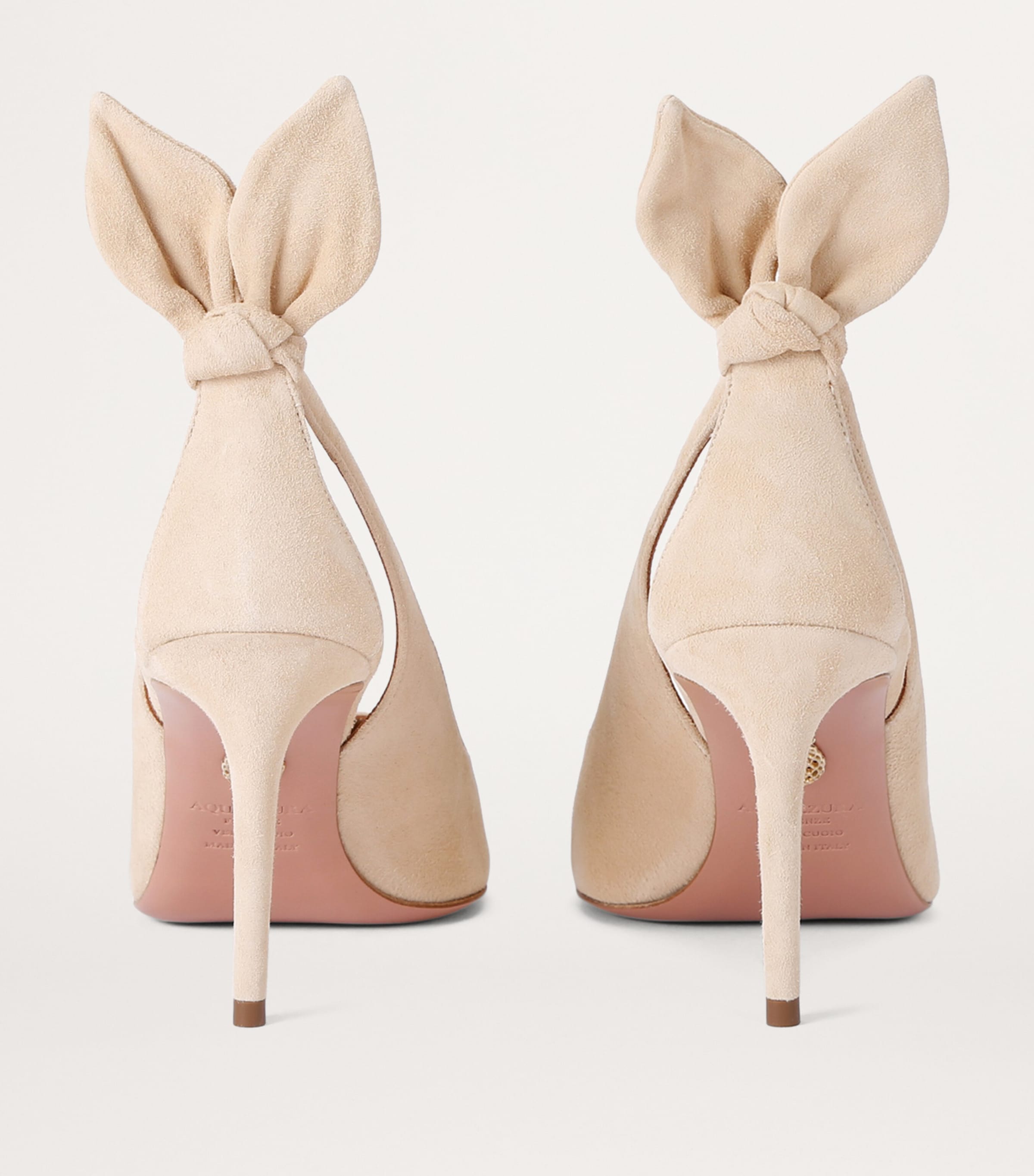 Aquazzura Suede Bow Tie Pumps 85 Blush Image 2