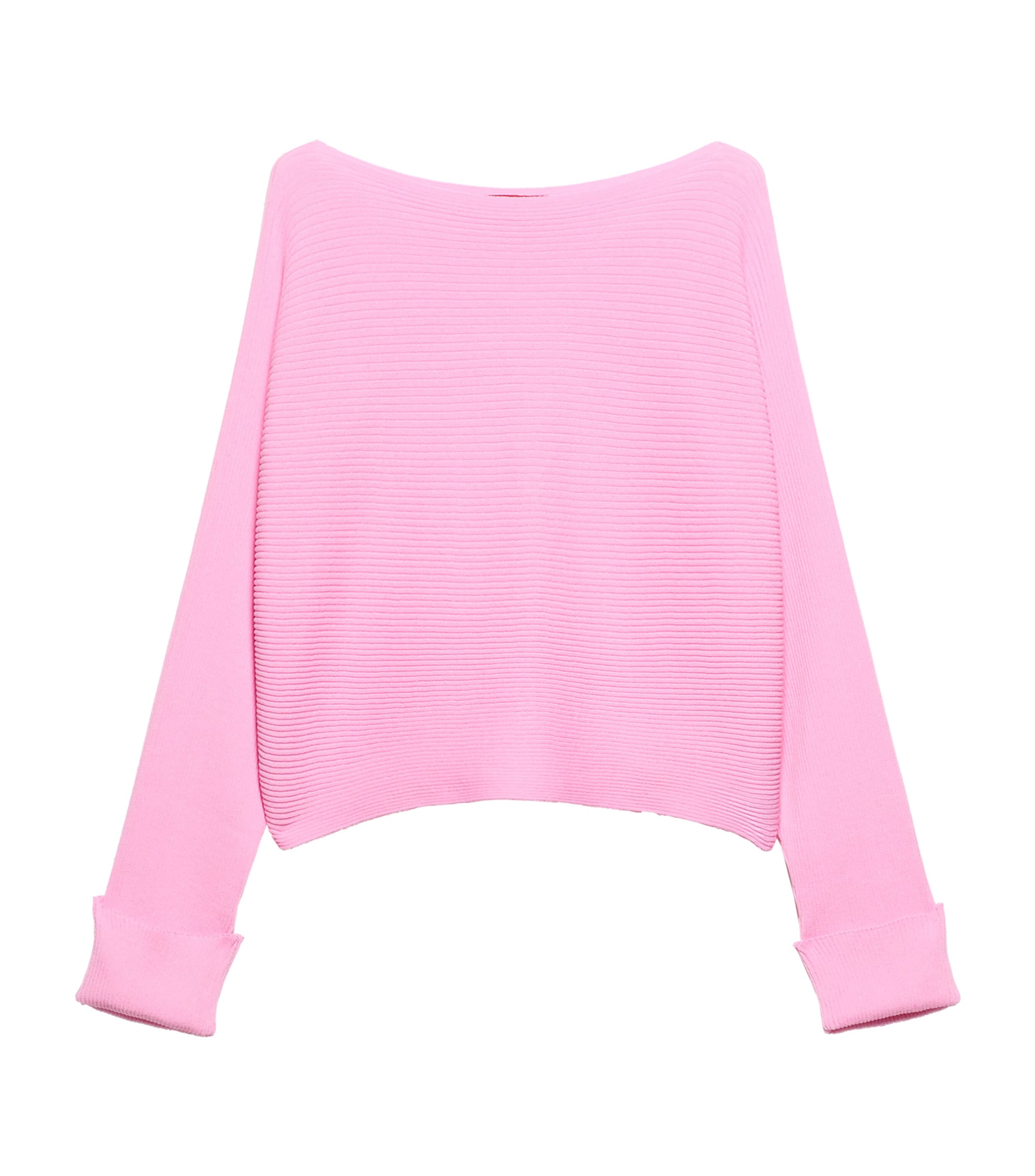 MAX&Co. Womens Ribbed Boat-Neck Sweater Pink Image 1