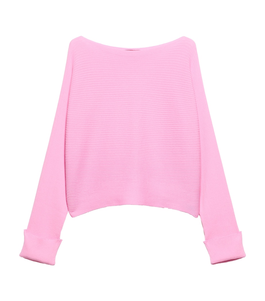 MAX&Co. Womens Ribbed Boat-Neck Sweater Pink Image 1