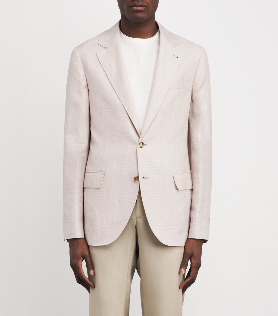 Wool-Linen-Silk Plaid Blazer BISCUIT PLAID Image 3