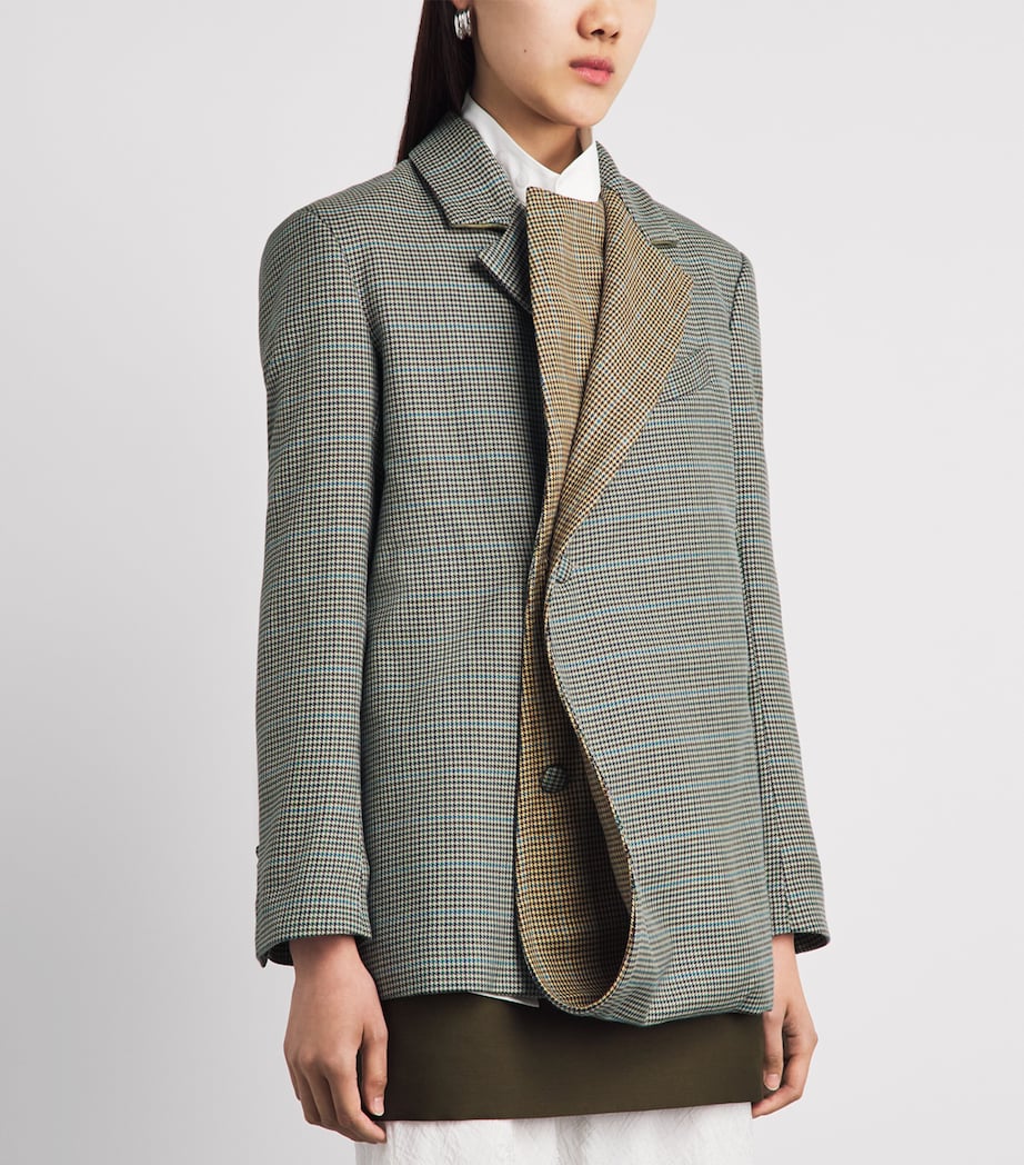 LATE FOR WORK Womens Check Double Draped Blazer Gry Chk Image 4