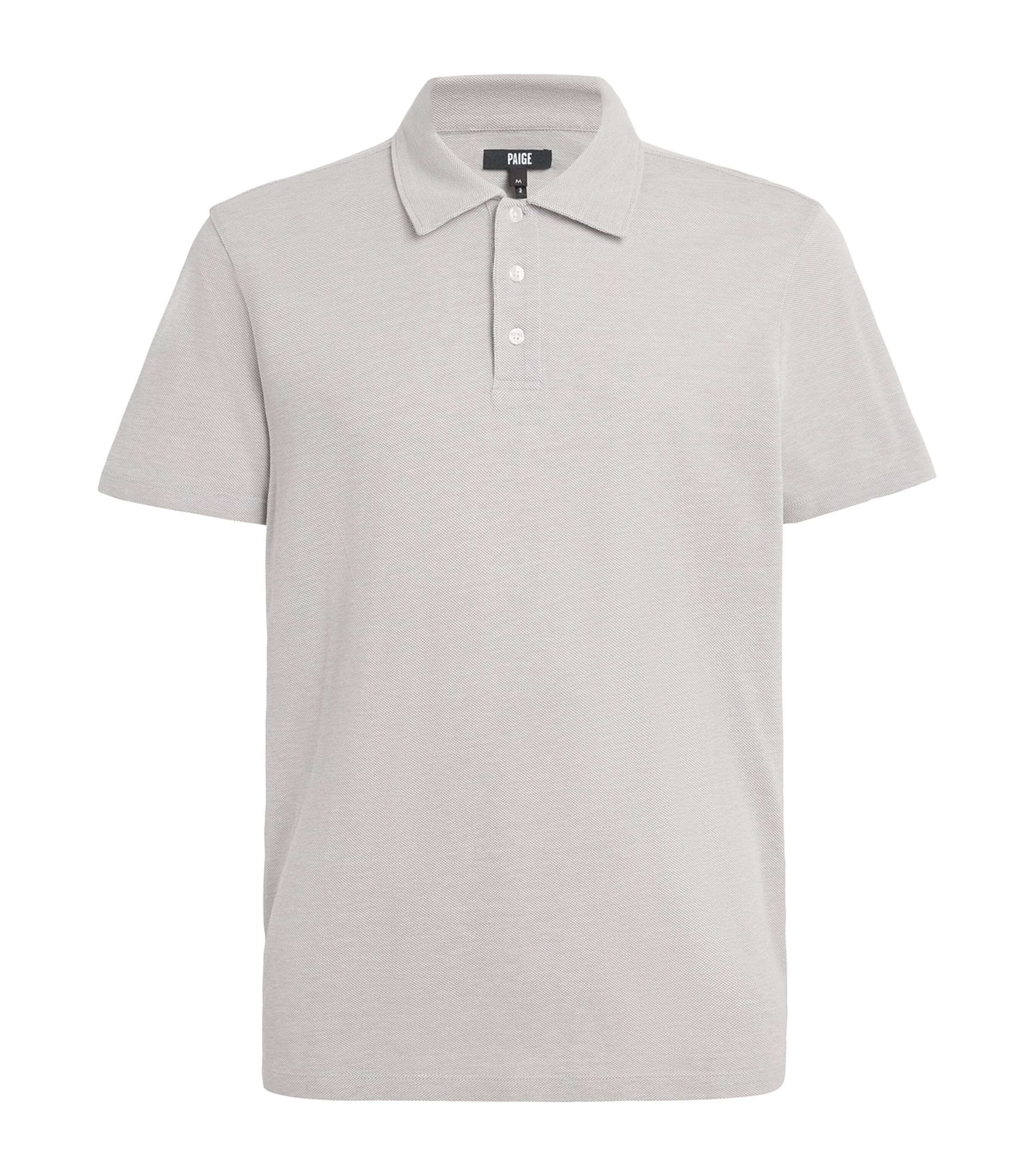 PAIGE Mens Cotton Demille Polo Shirt Light Grey Combo Image 1