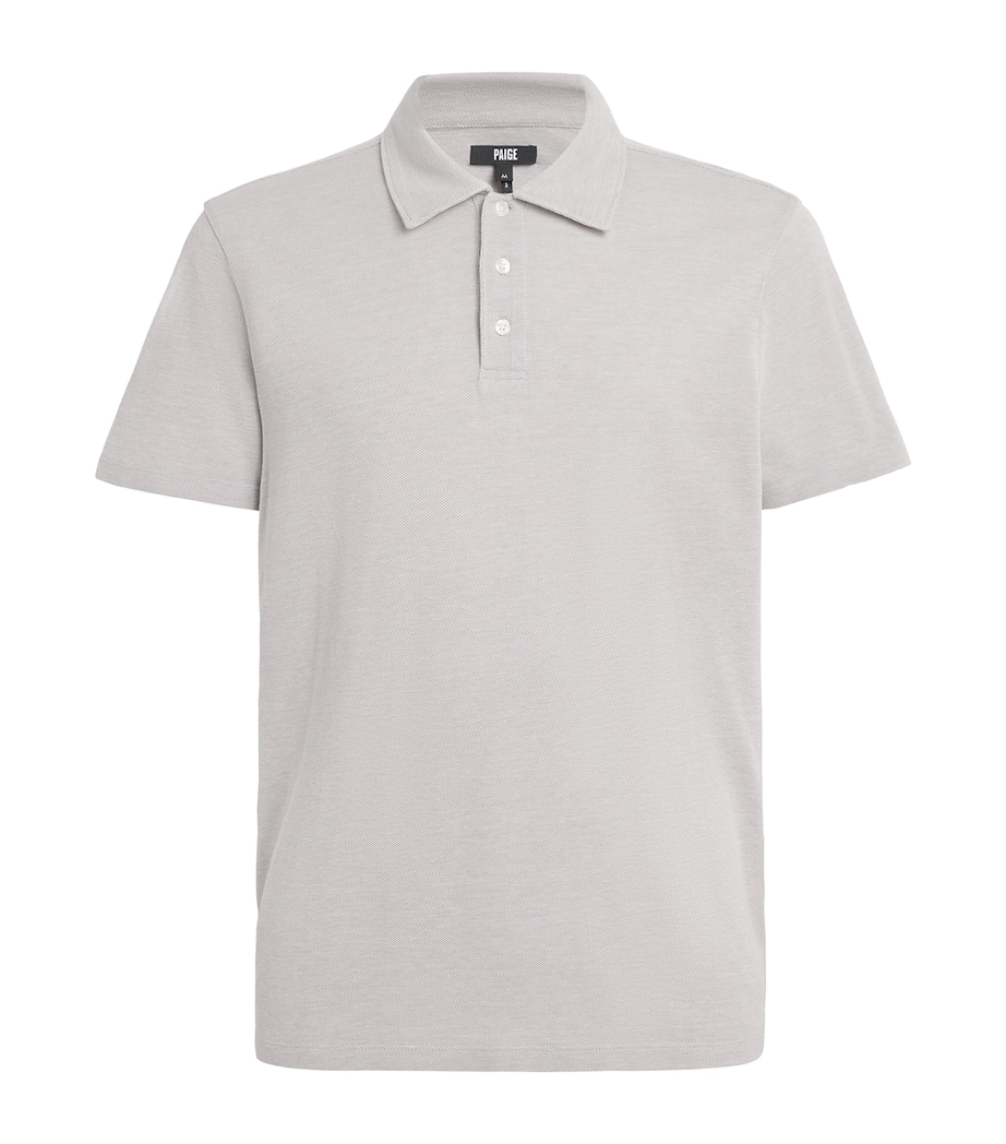 PAIGE Mens Cotton Demille Polo Shirt Light Grey Combo Image 1