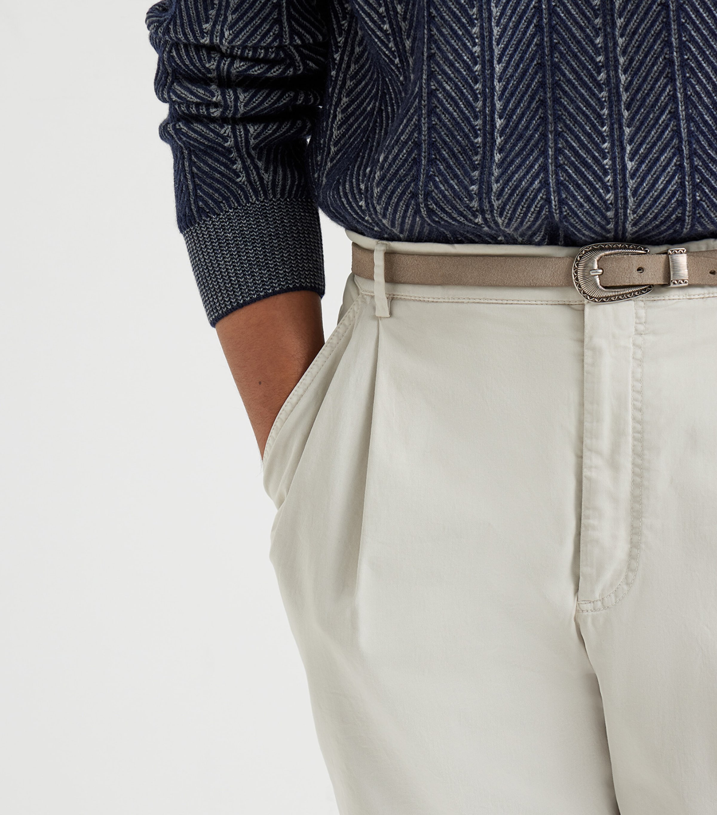 Stretch-Cotton Double-Pleated Trousers C6024 Image 5