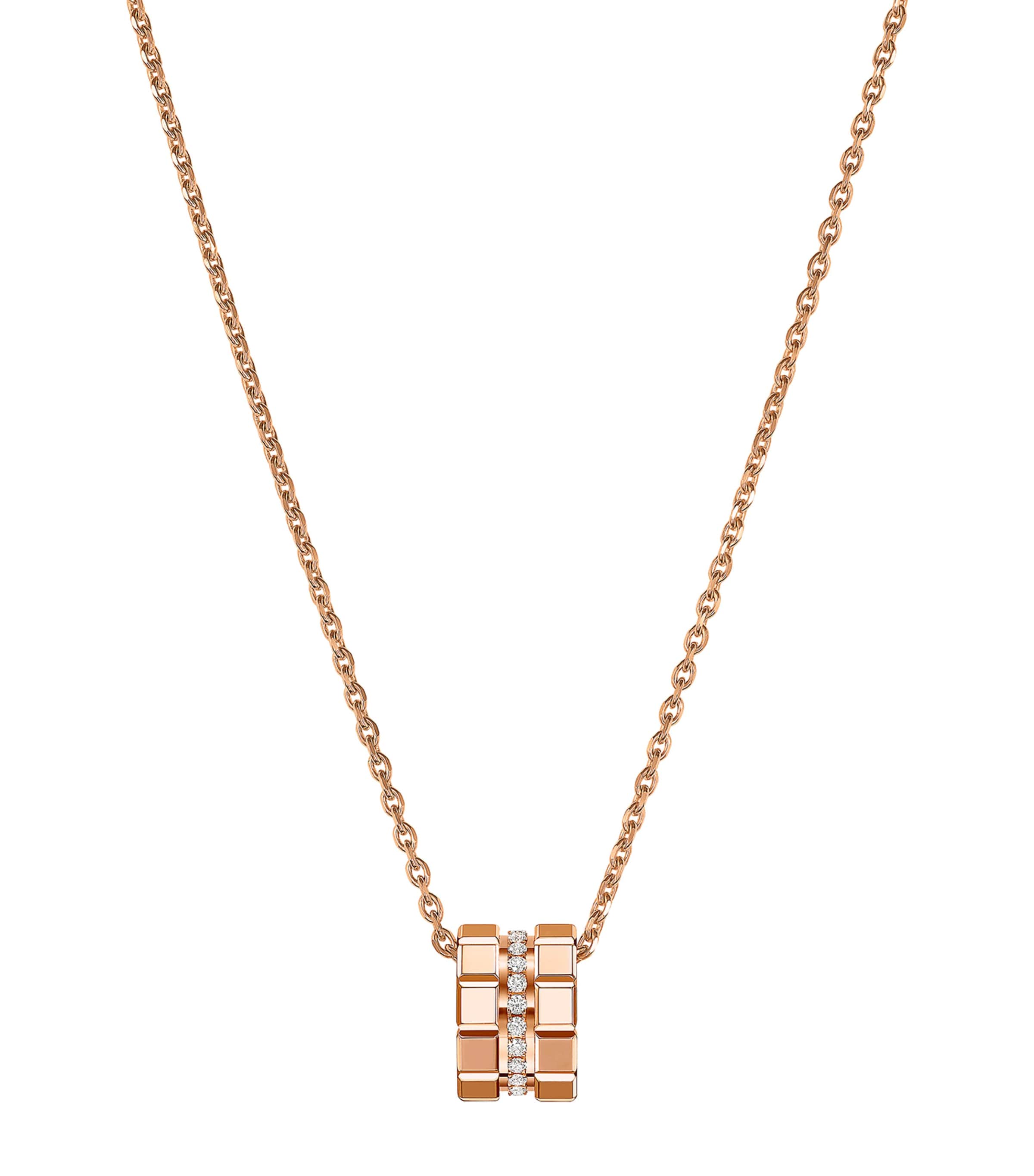 CHOPARD ROSE GOLD AND DIAMOND ICE CUBE NECKLACE