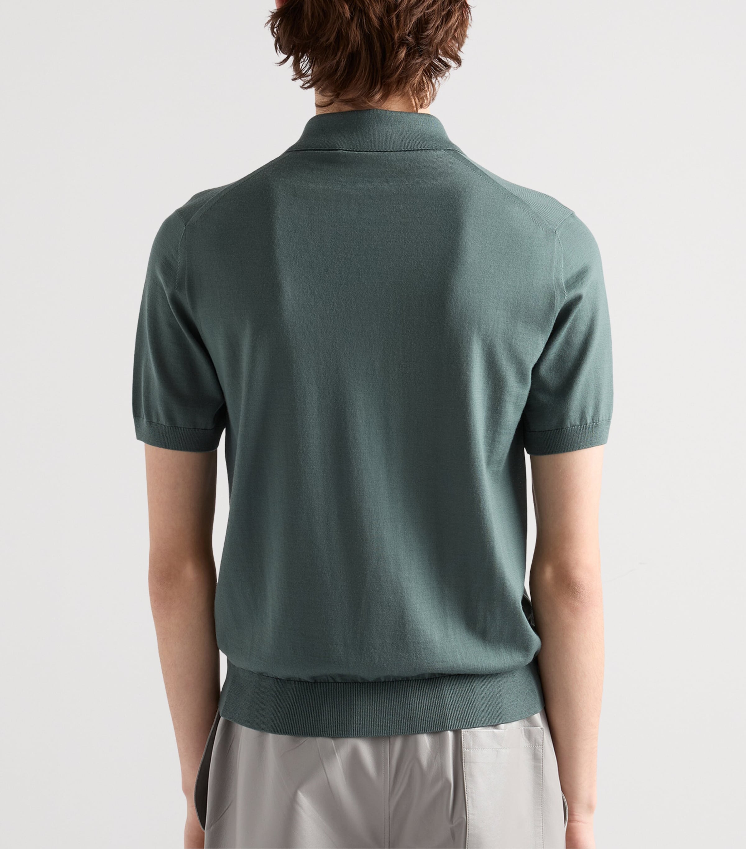 Prada Mens Wool Logo Polo Shirt Green Image 5