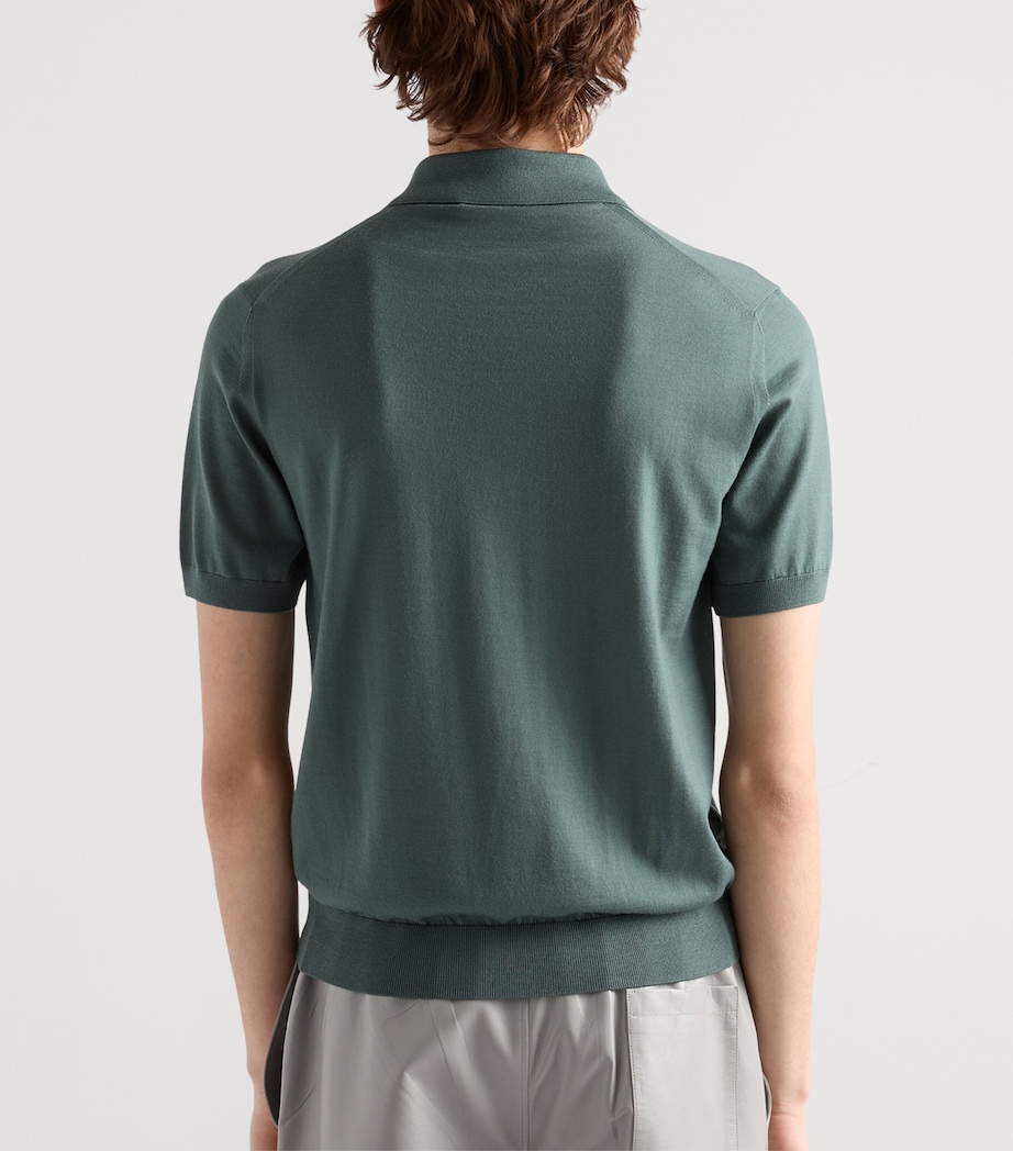 Prada Mens Wool Logo Polo Shirt Green Image 5