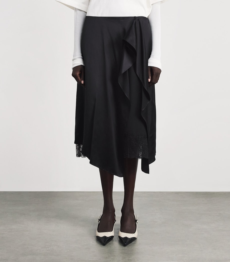 Acne Studios Womens Satin Layered Midi Skirt Black Image 4