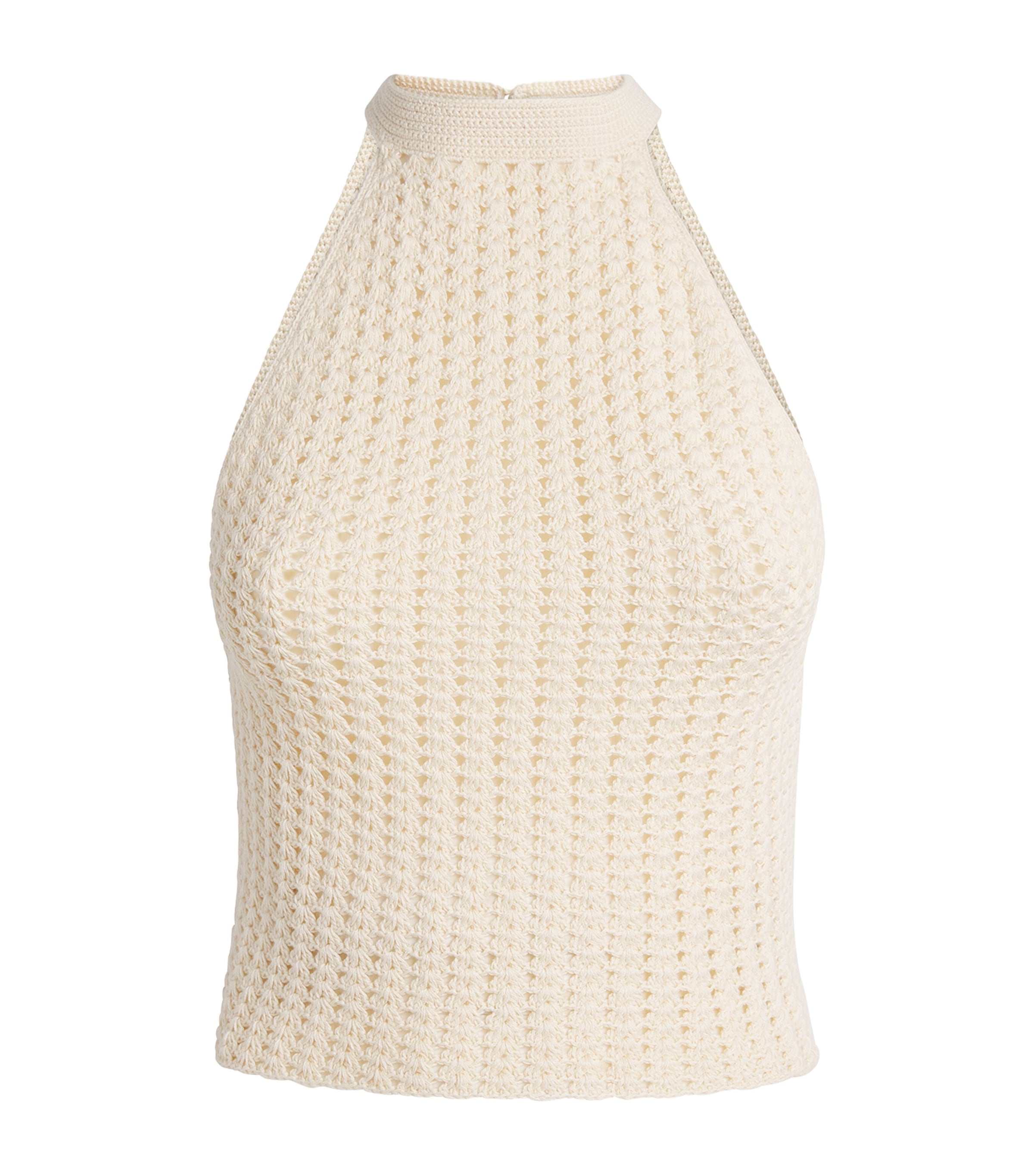 Escvdo Crochet Reflejo Halterneck Top In White