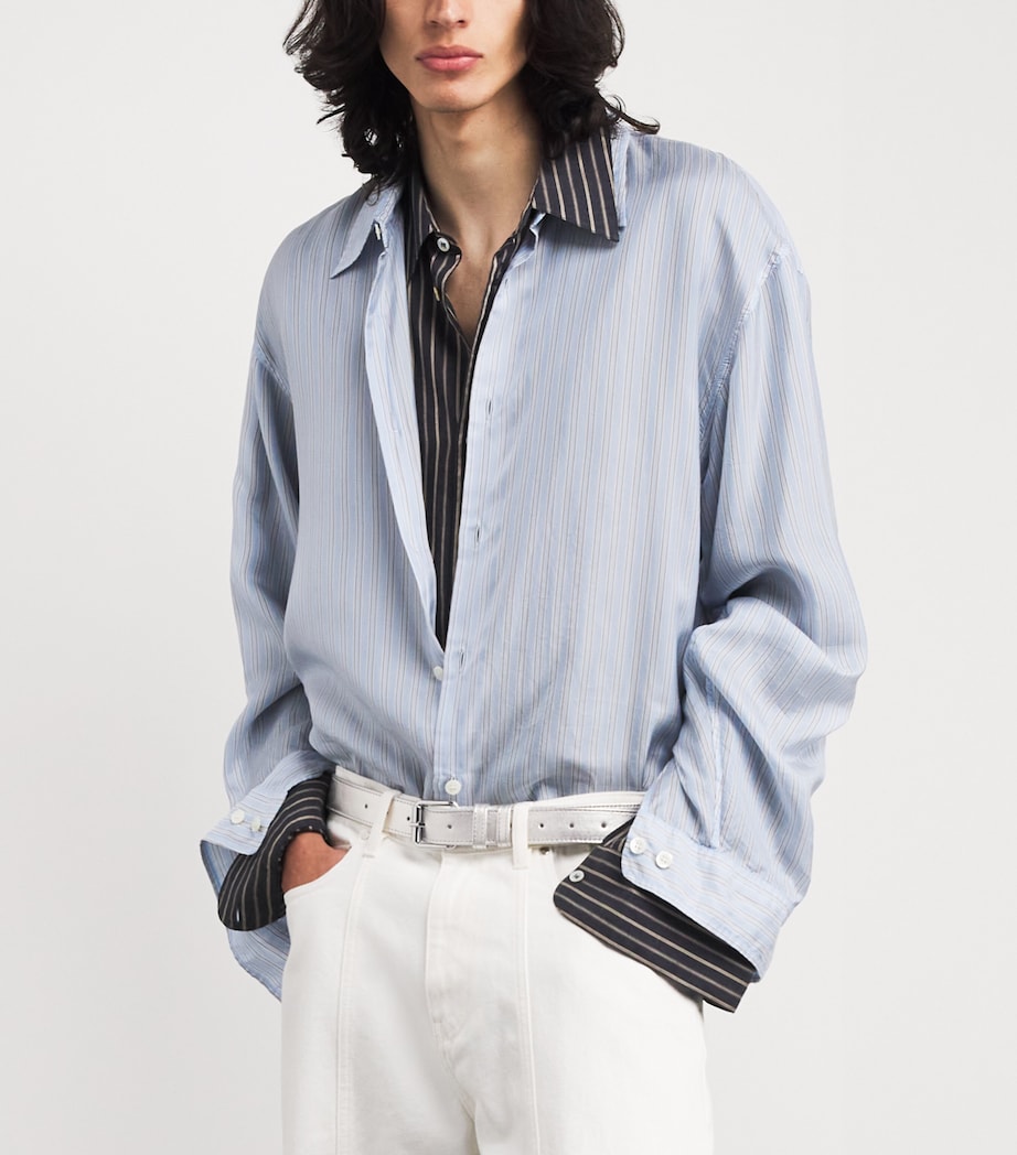 Comme Des Garçons Wallet Metallic Leather Buckle Belt Silver Image 2