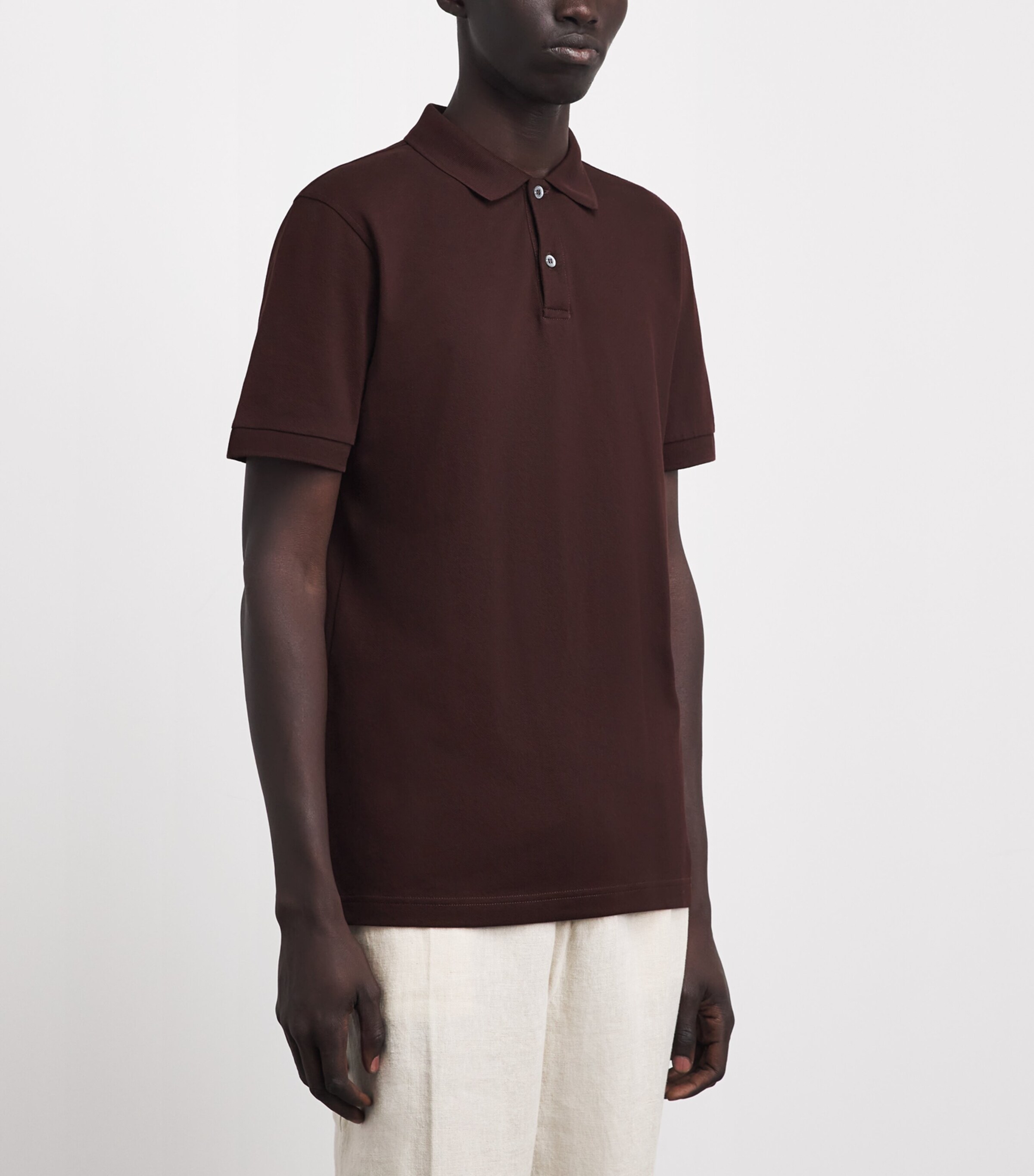 Sunspel Mens Supima Cotton Polo Shirt Bakelite Image 4