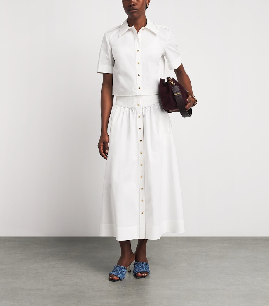 Tory Burch Womens Poplin Short-Sleeve Shirt White Image 2