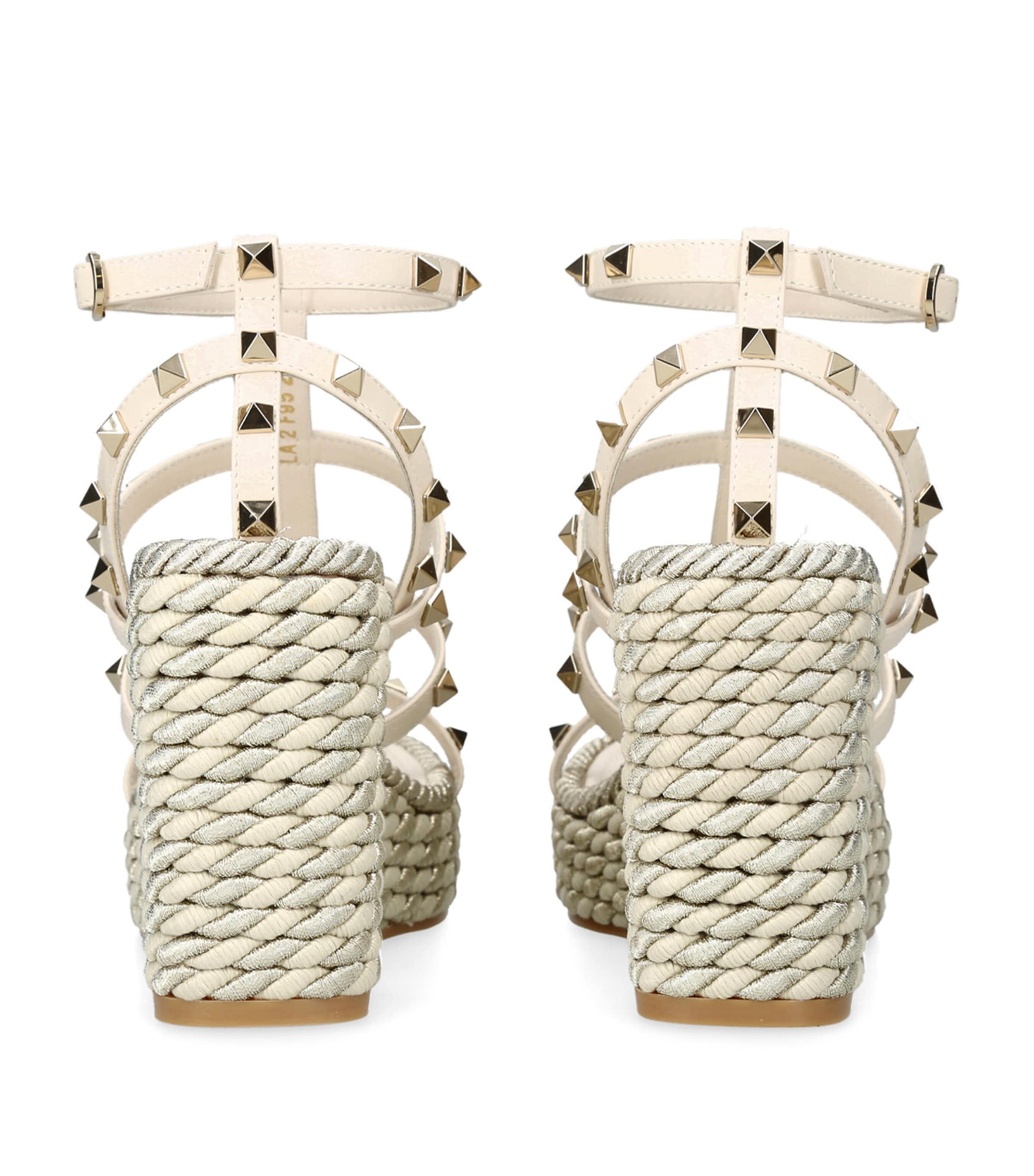 Valentino Garavani Rockstud Wedge Sandals 95 Cream Image 2