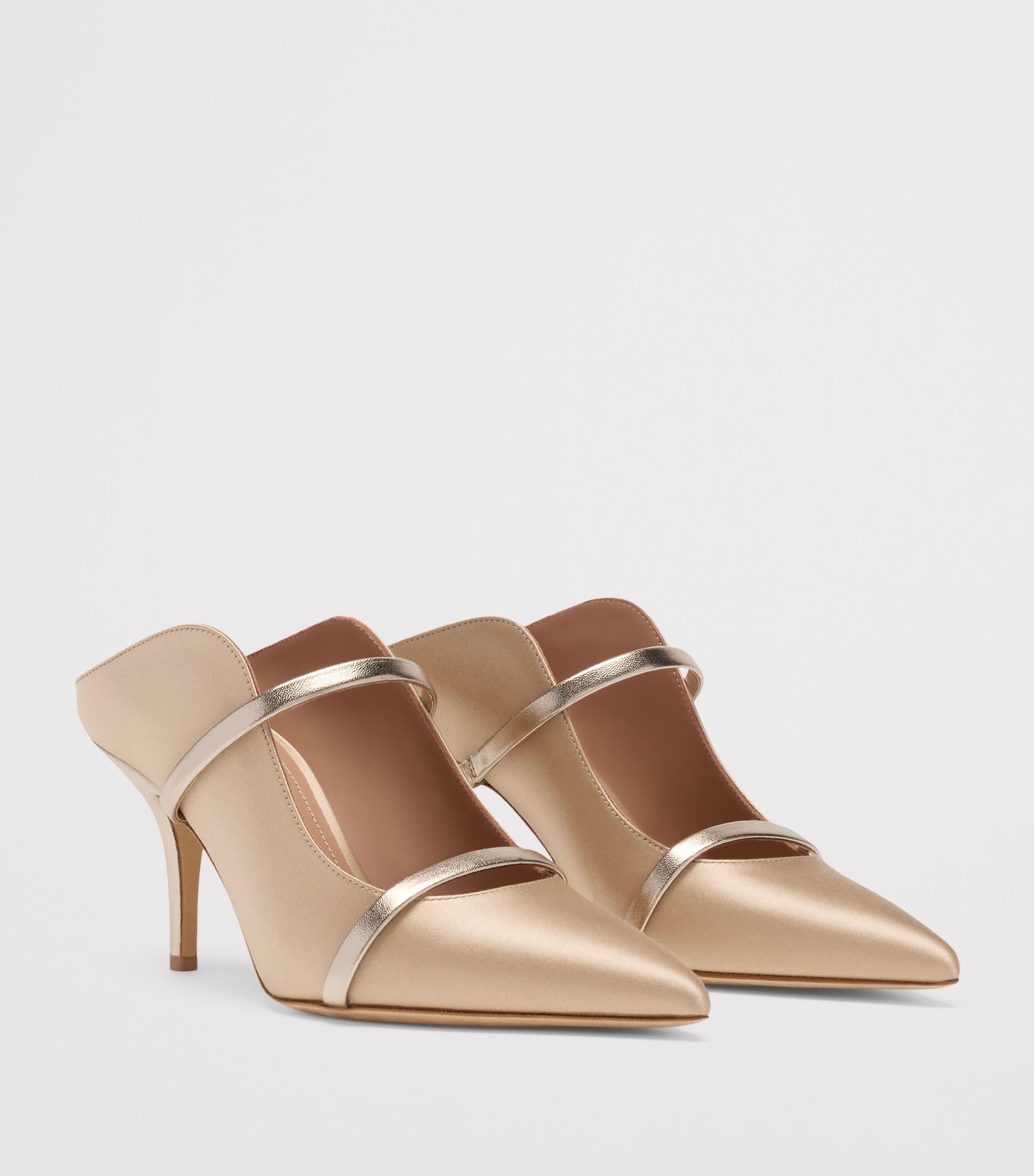 Malone Souliers Satin Maureen Mules 70 Buff Image 3
