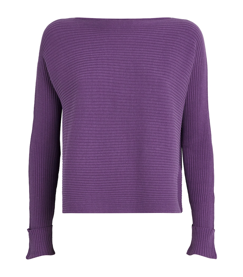 Cotton-Blend Boat-Neck Sweater PURPLE Image 1