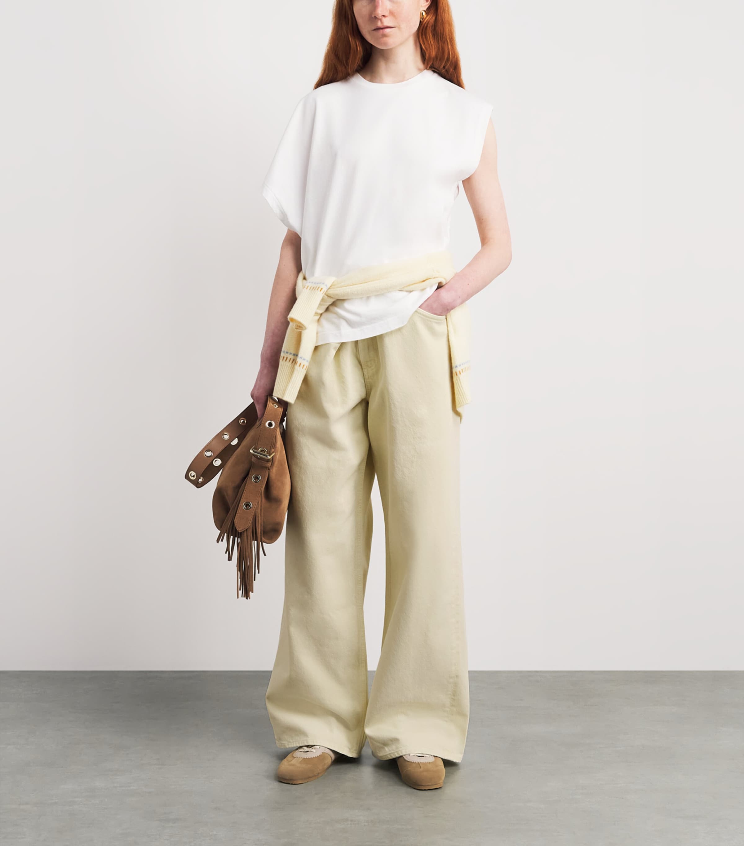 AGOLDE Womens Vana Fold Wide-Leg Jeans Lemon Zest Image 2