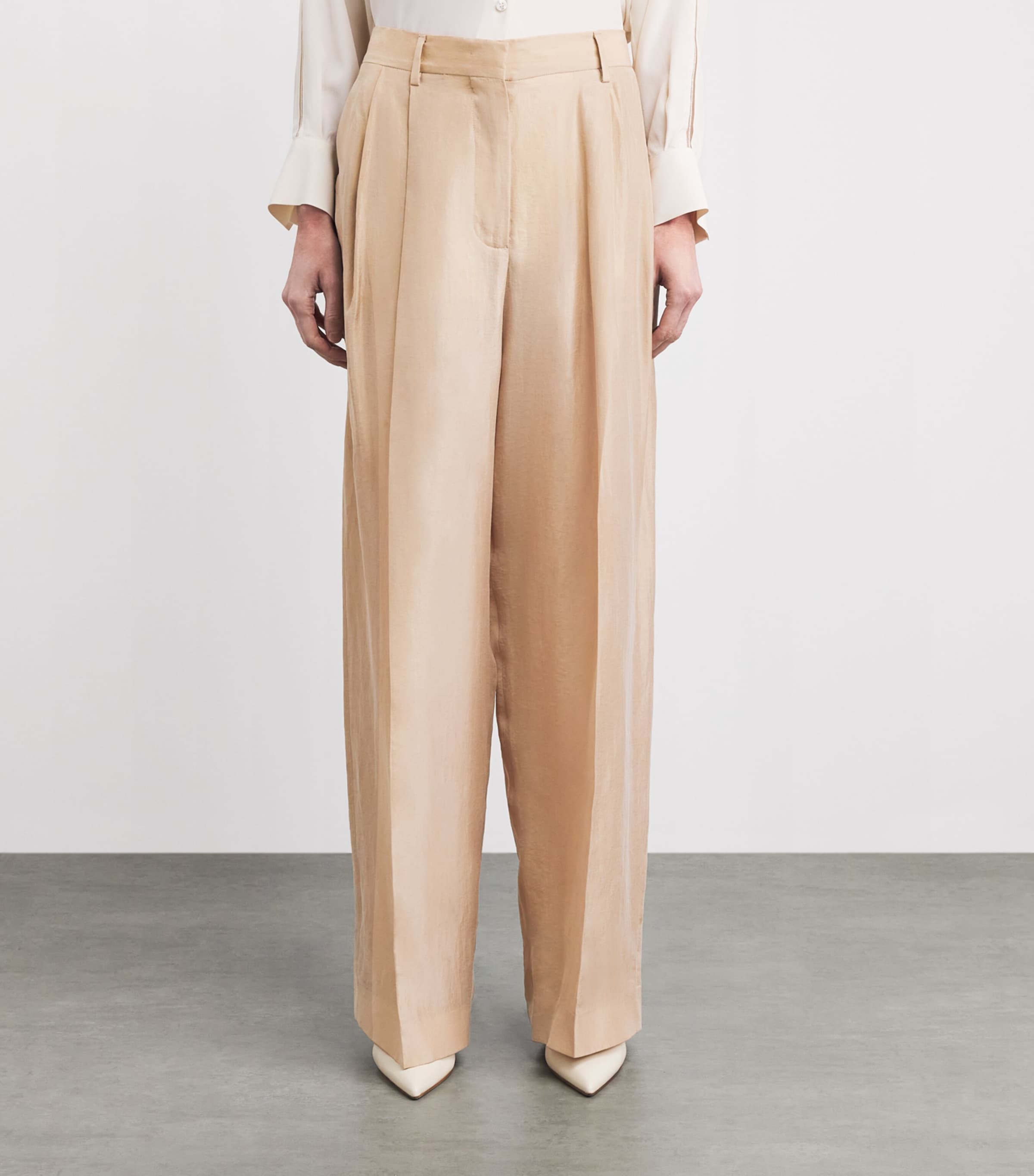 Fabiana Filippi Womens Pleated Wide-Leg Chinos Acero Image 4
