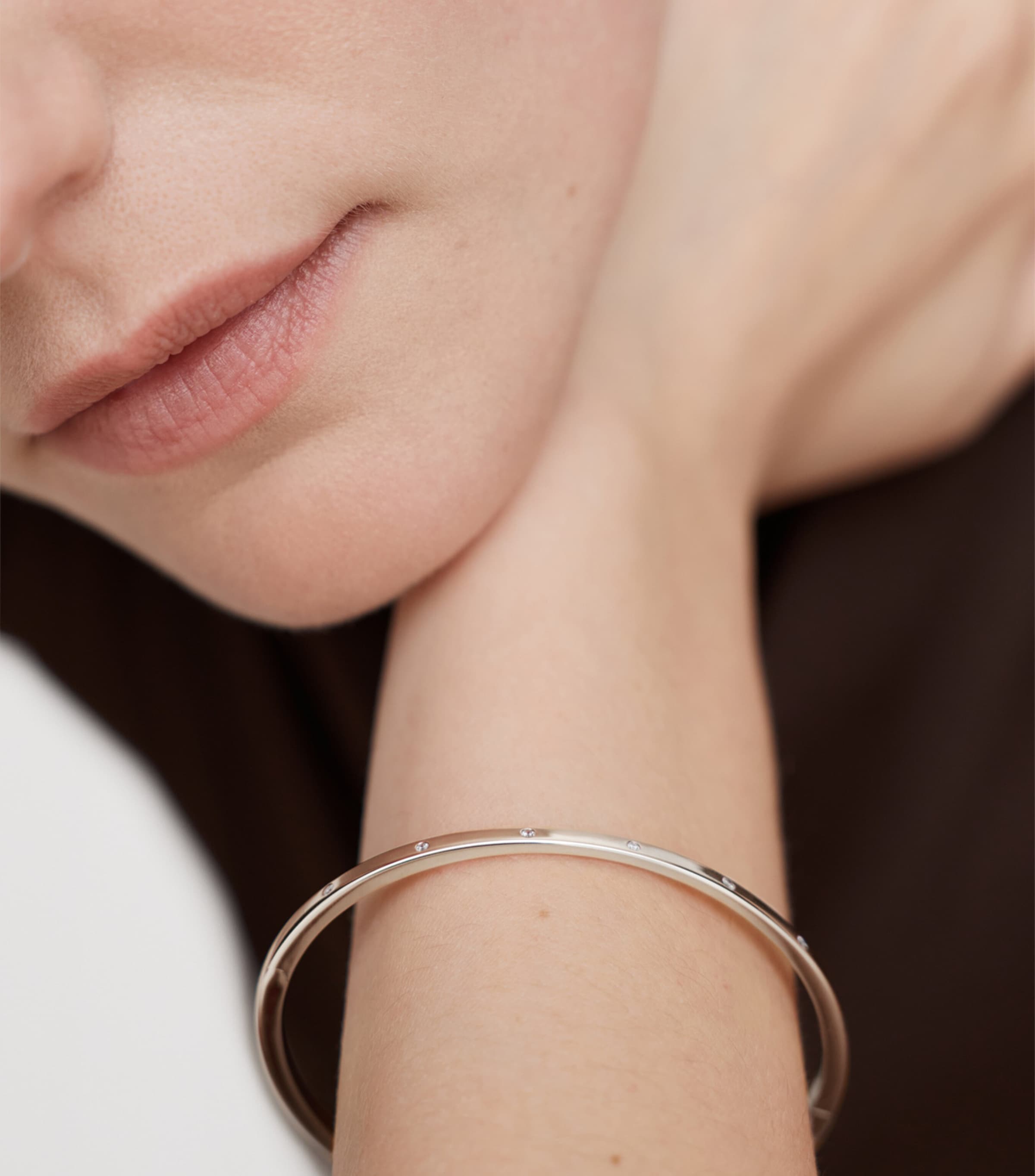 Monica Vinader Sterling Silver and Diamond Essentials Bangle Silver/diamond Image 2