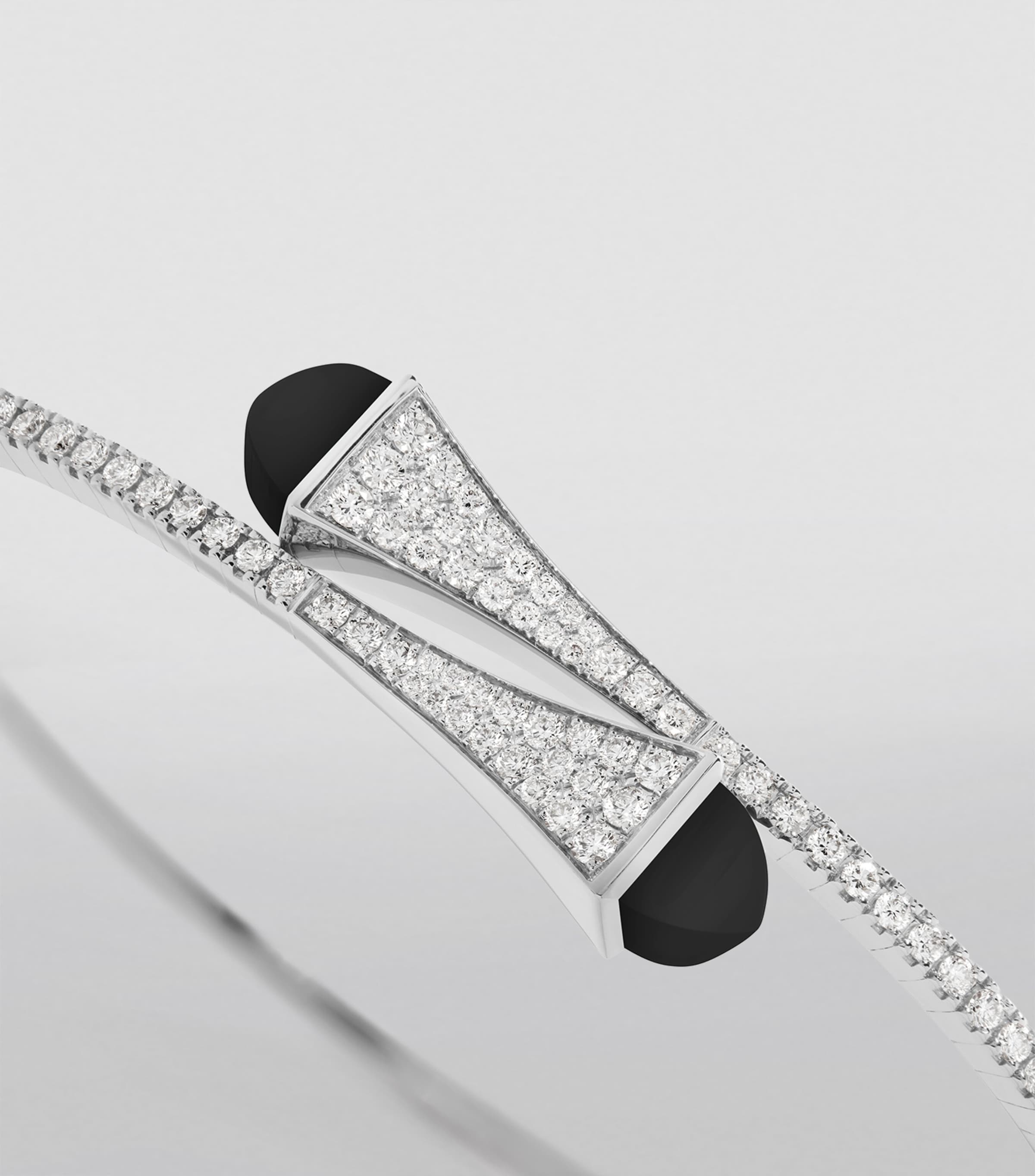 Midi White Gold, Diamond and Black Onyx Cleo Slip-On Bracelet WHITE GOLD Image 3