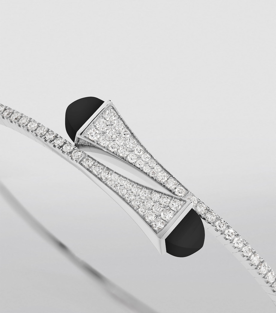 Midi White Gold, Diamond and Black Onyx Cleo Slip-On Bracelet WHITE GOLD Image 3