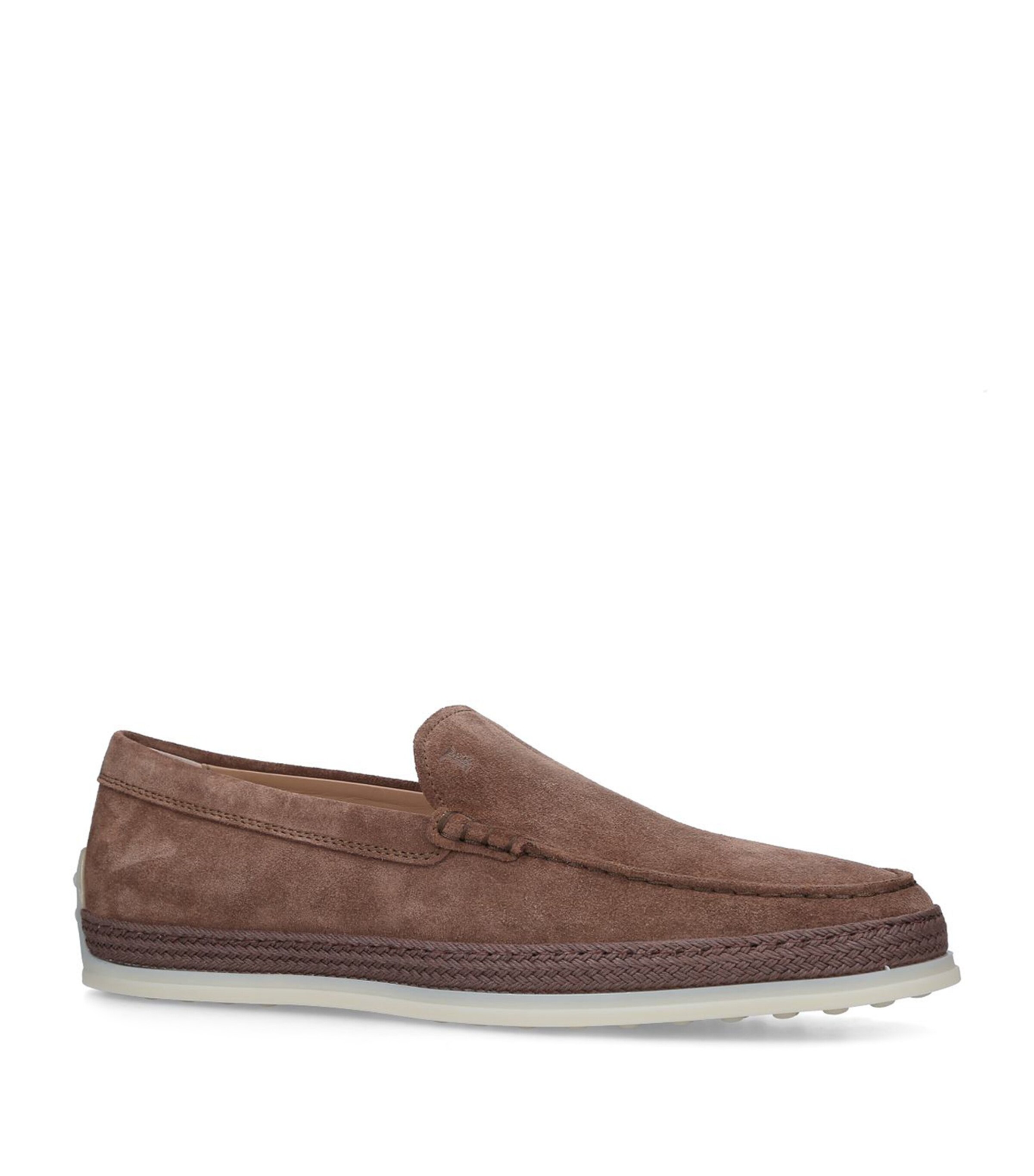 Tod's Loafers With Suede Finish And Rubber Sole In Brown