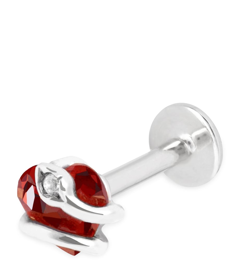White Gold and Garnet Snake Stud Earring WHITE GOLD Image 1