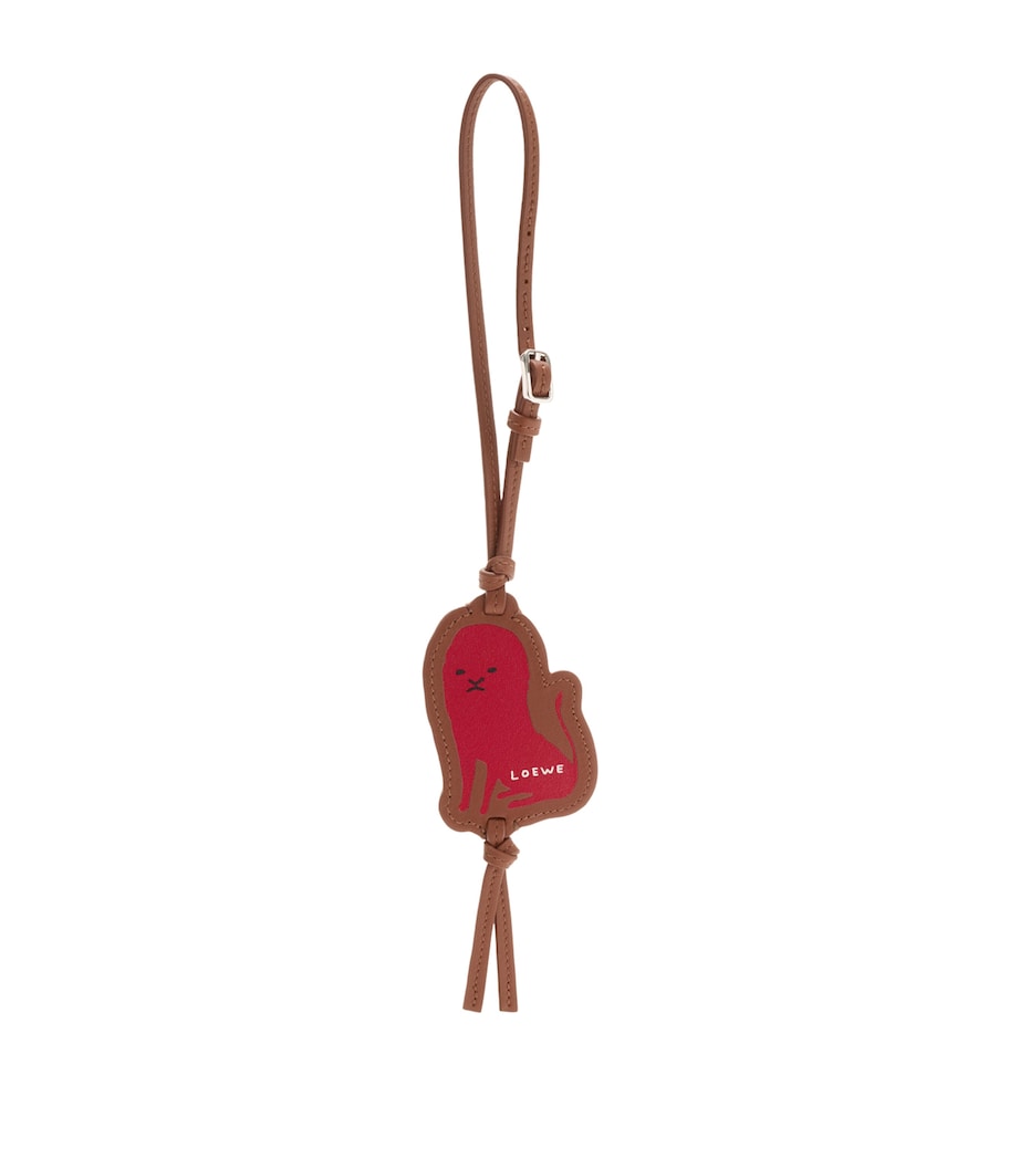 LOEWE Leather Tag Bag Charm Pecan/red Image 1