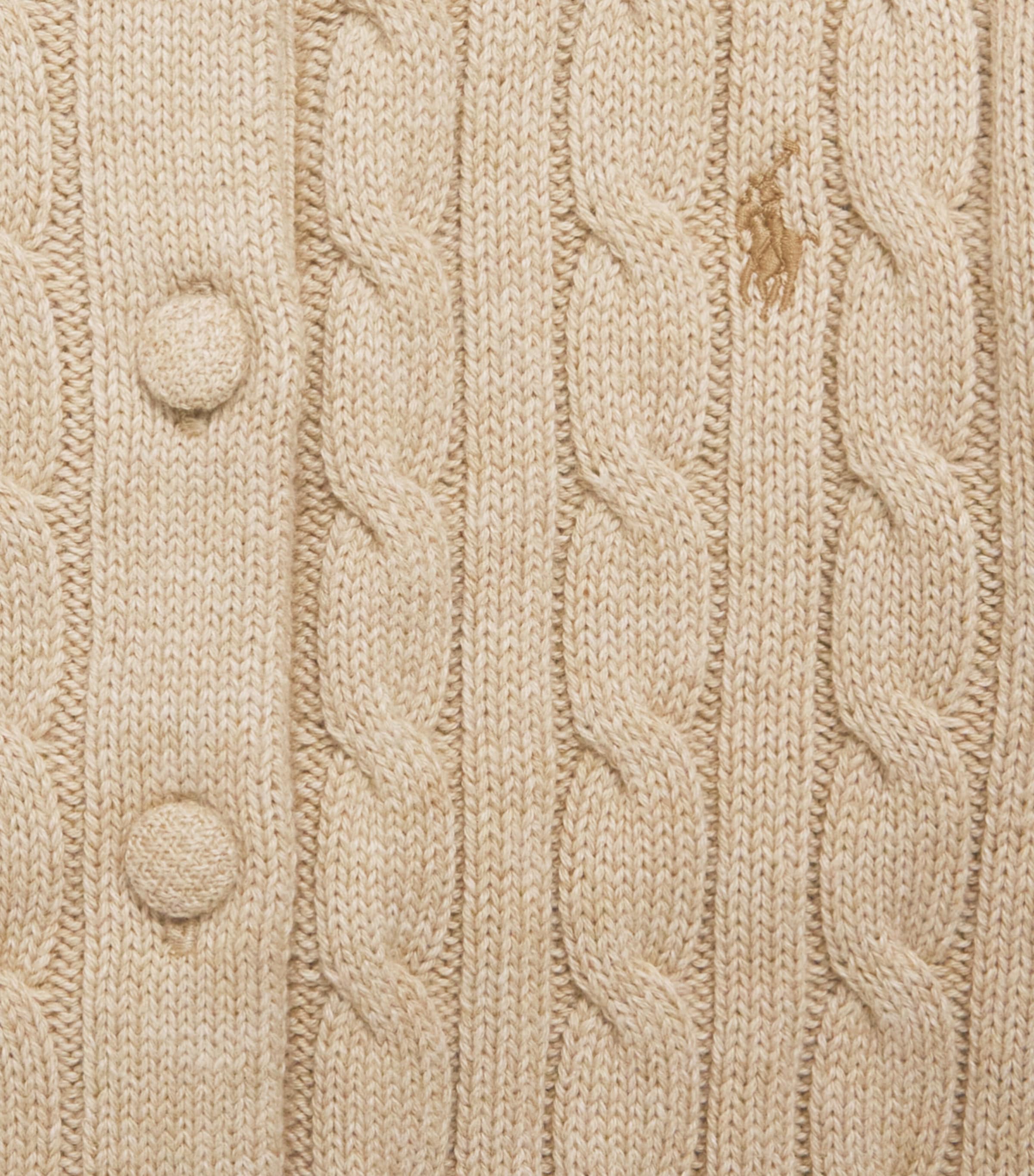 Ralph Lauren Kids Cotton Cable-Knit Cardigan (7-14 Years) Tan Heather Image 3