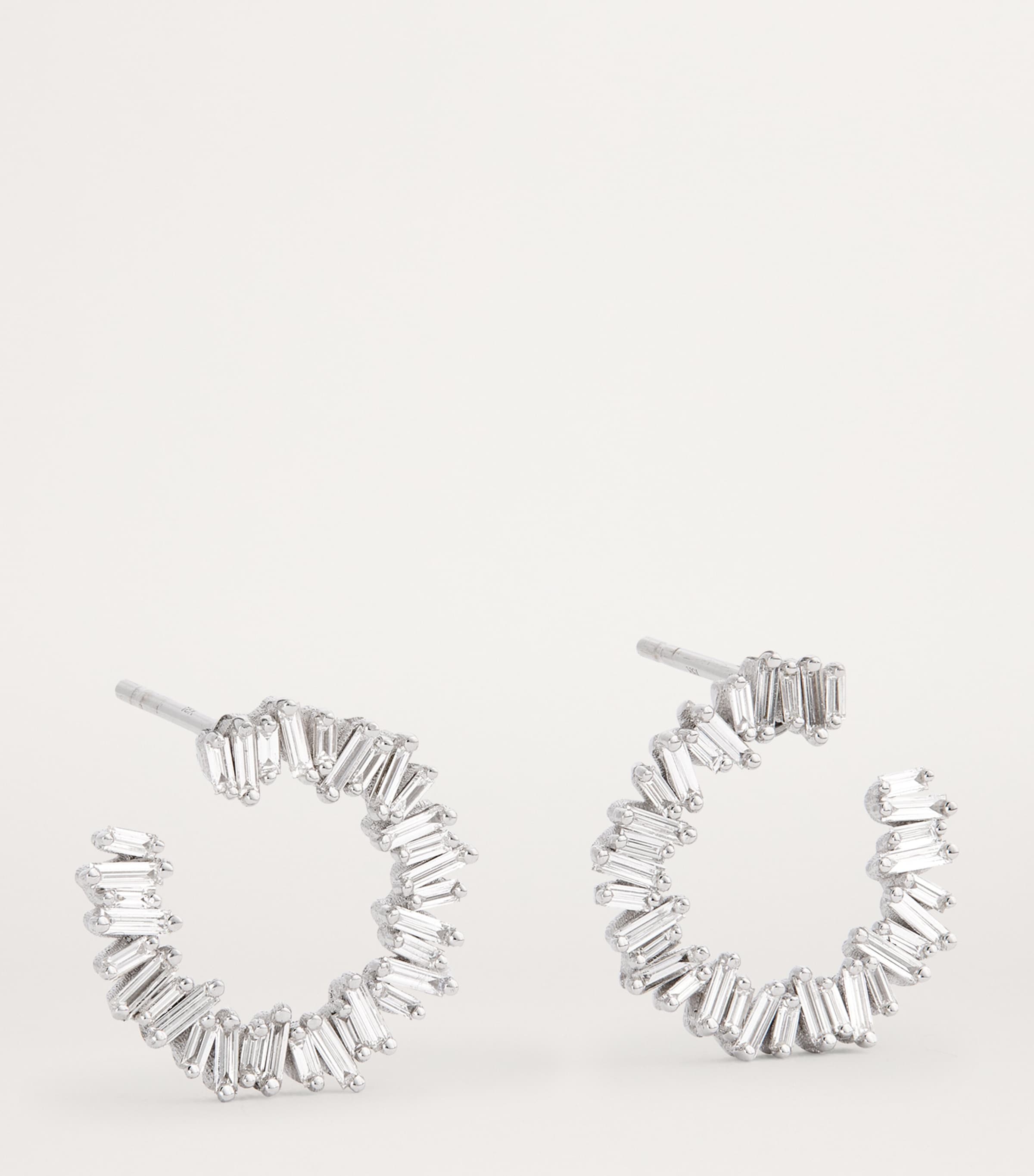 White Gold and Diamond Classic Mini Hoops 18K WG/WD Image 3