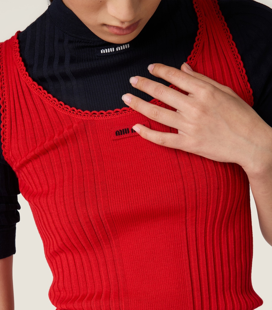 Miu Miu Womens Wool Ribbed Sweater Image 5
