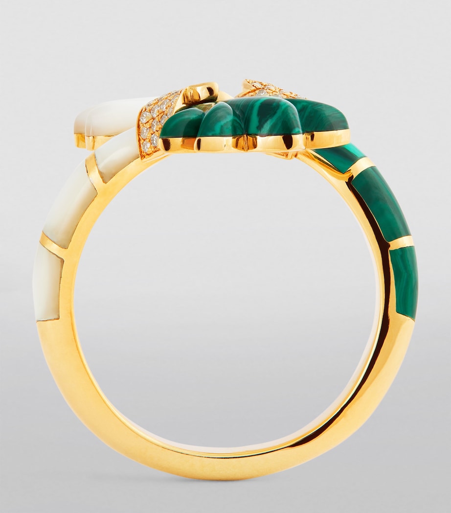 Yellow Gold, Diamond, Malachite and Mother-of-Pearl Psychedeliah Ring YELLOW GOLD Image 2
