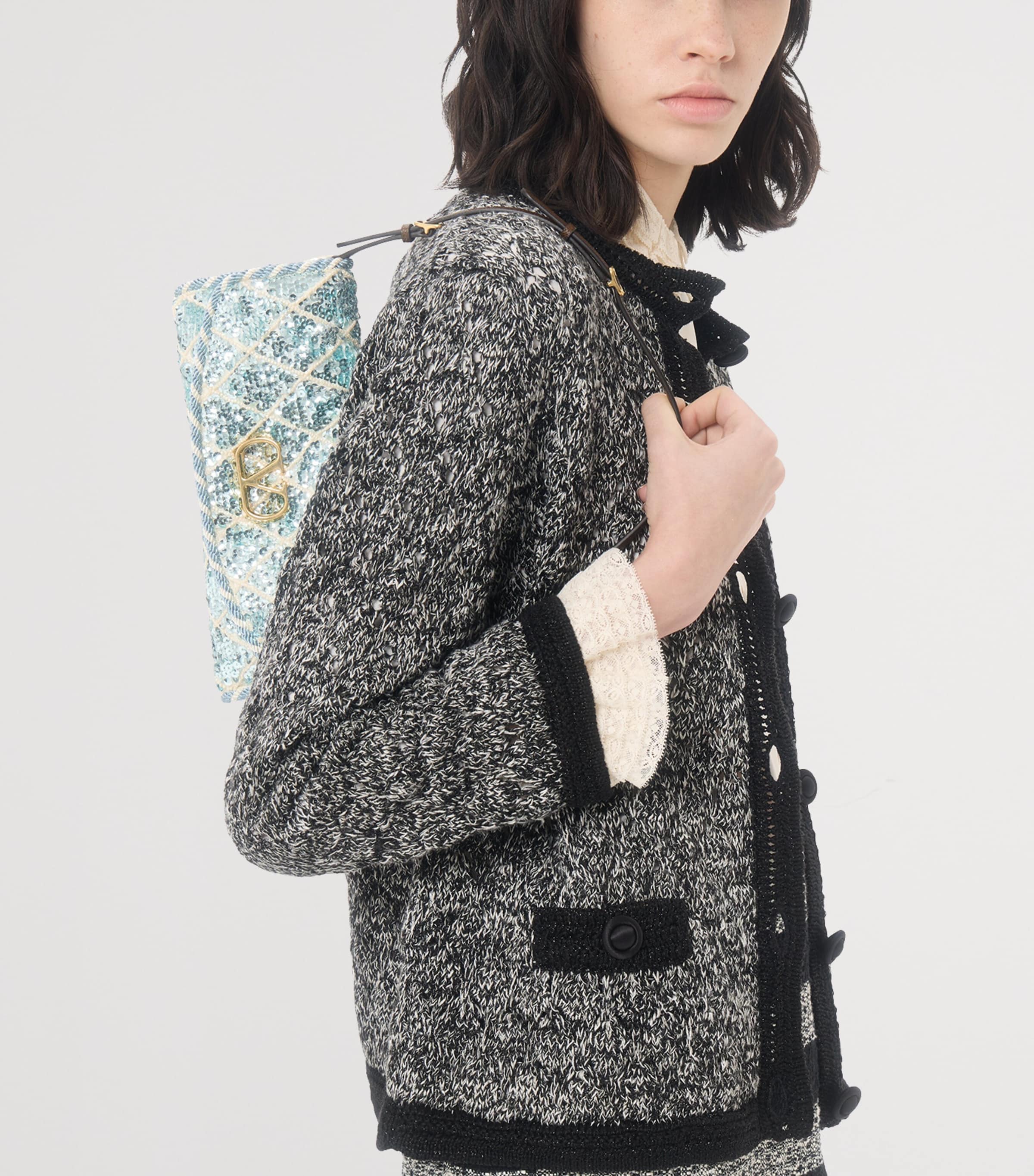 Valentino Garavani Sequinned DeVain Shoulder Bag Image 7