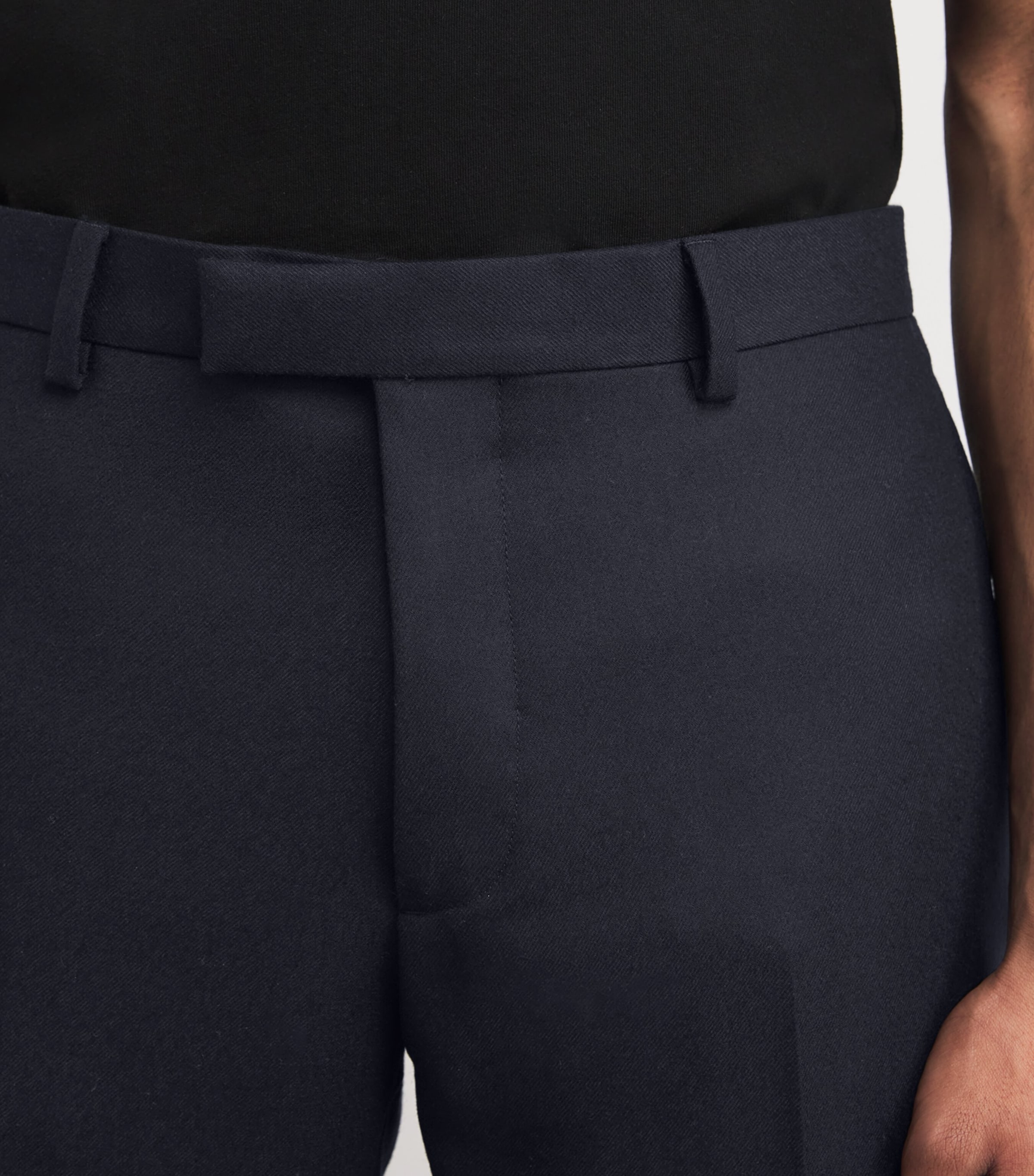 Virgin Wool Tailored Trousers NAVY BLUE Image 6
