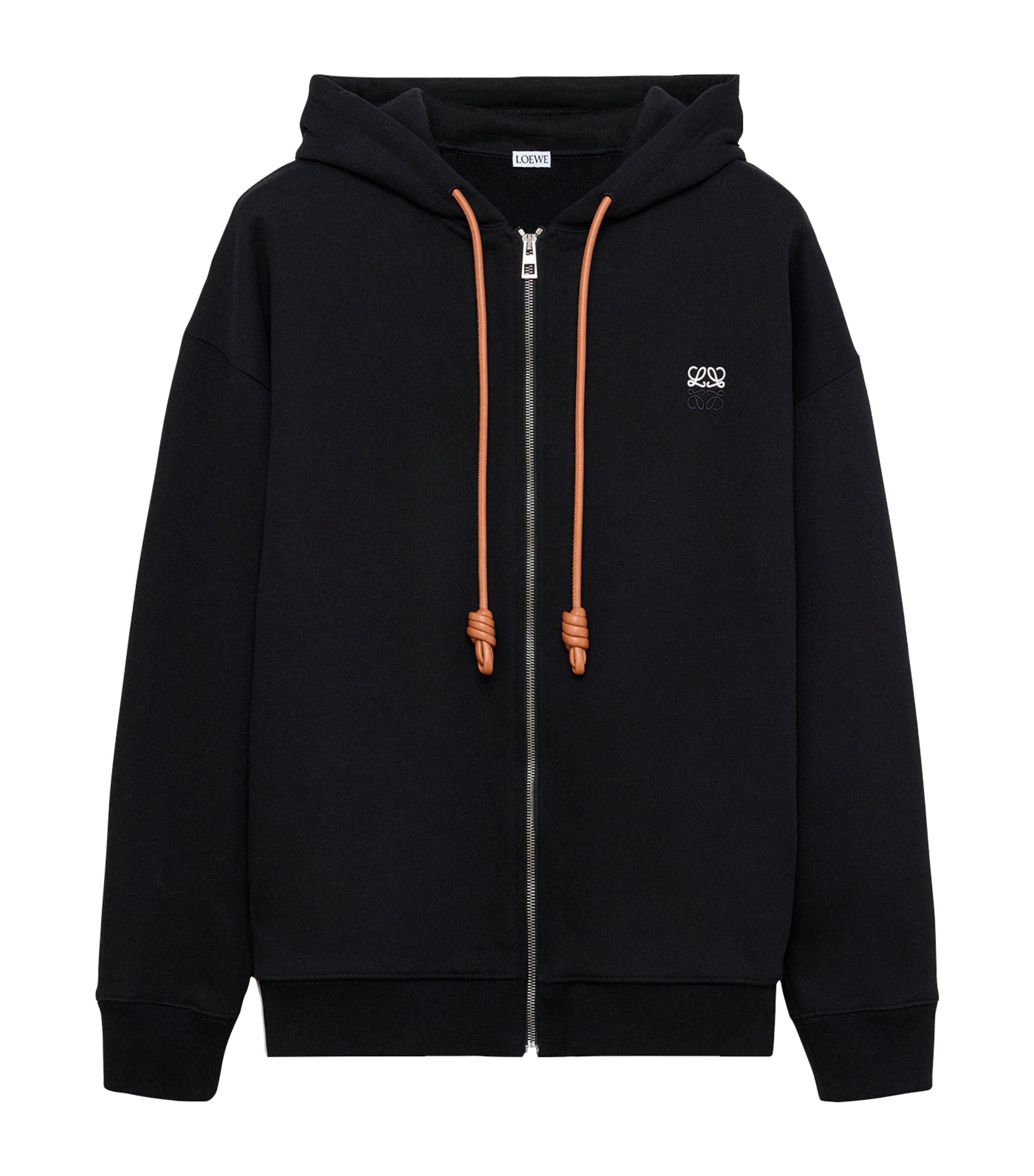 LOEWE Mens Cotton-Blend Anagram Hoodie Black Image 1