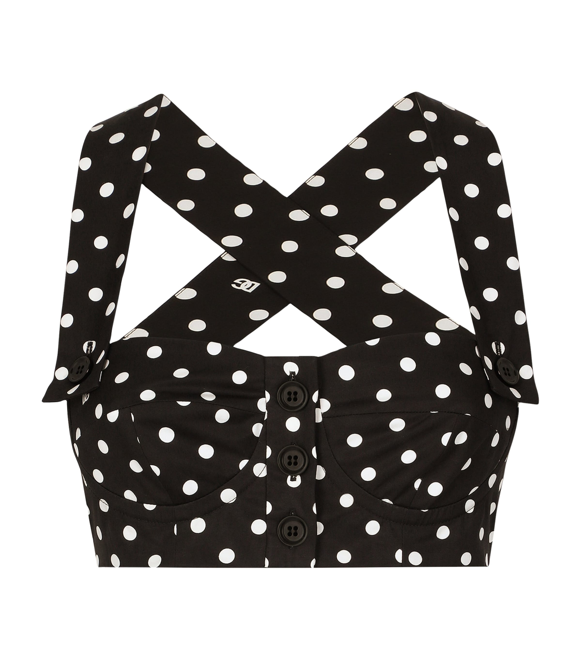 Shop Dolce & Gabbana Cotton Polka Dot Crop Top