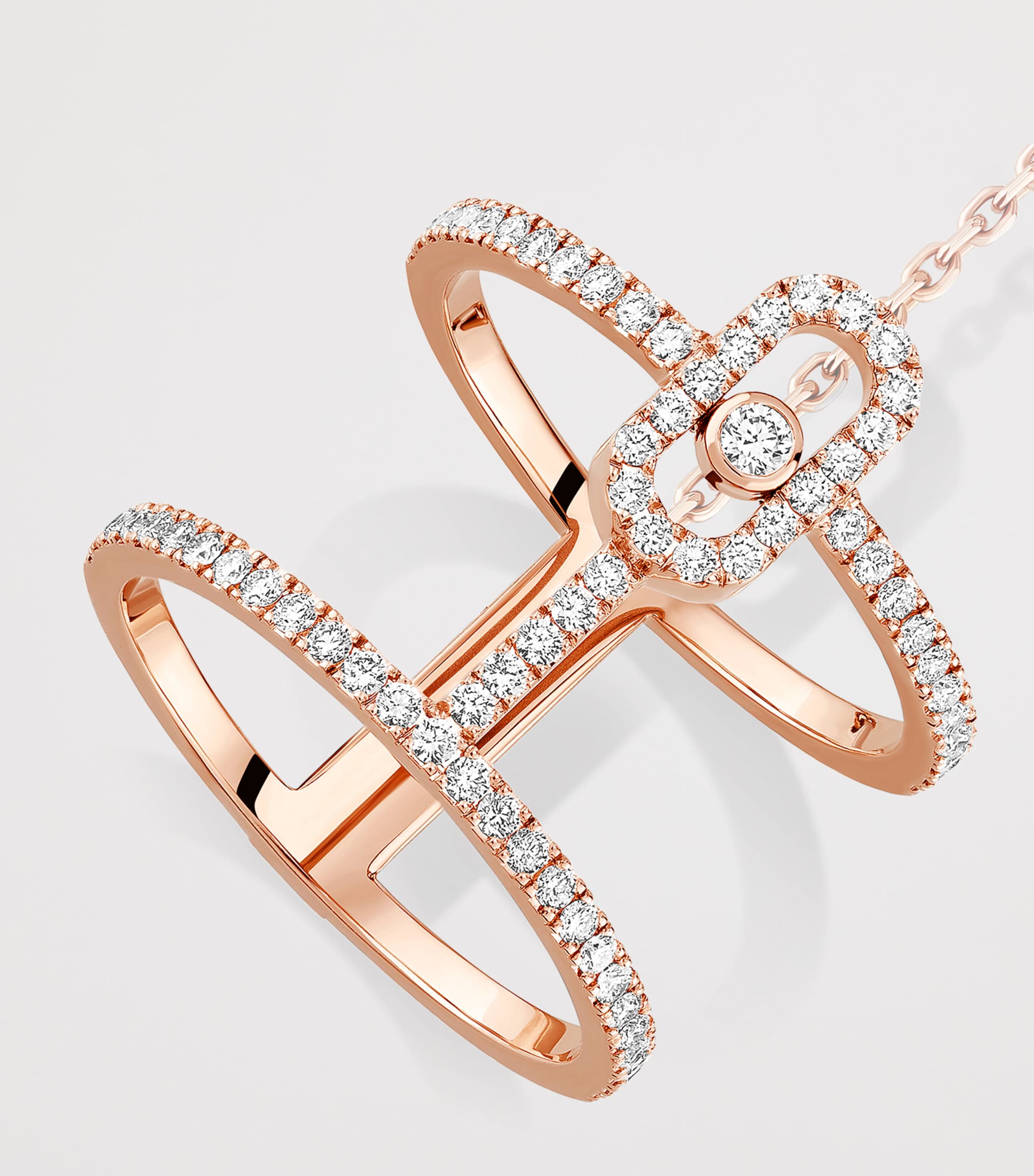 Messika Move Uno Pink Gold and Diamond Double Ring (0.95ct) Pink Gold Image 3