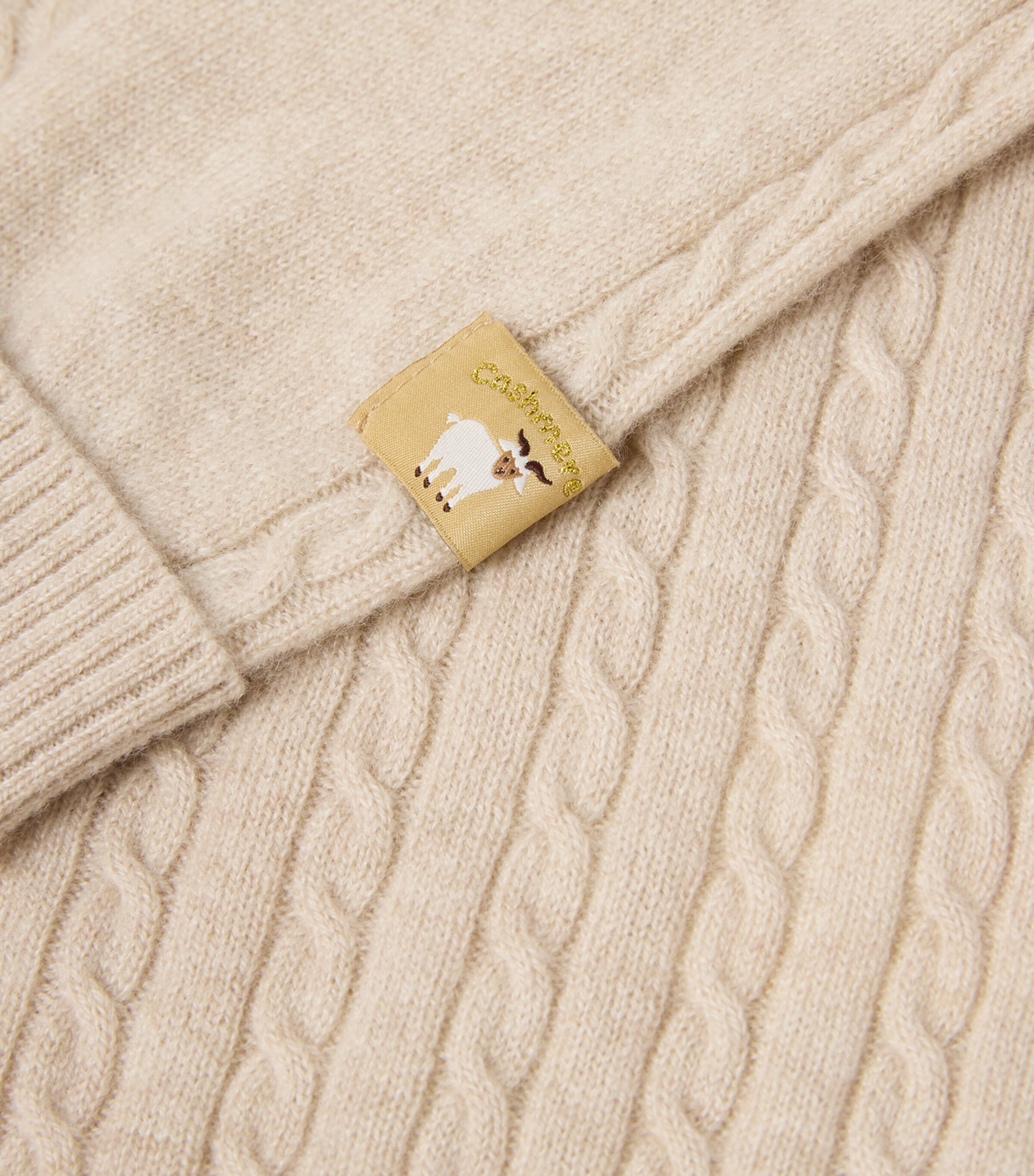 Cashmere Cable-Knit All-In-One (0-18 Months) CAMEL MELANGE Image 3
