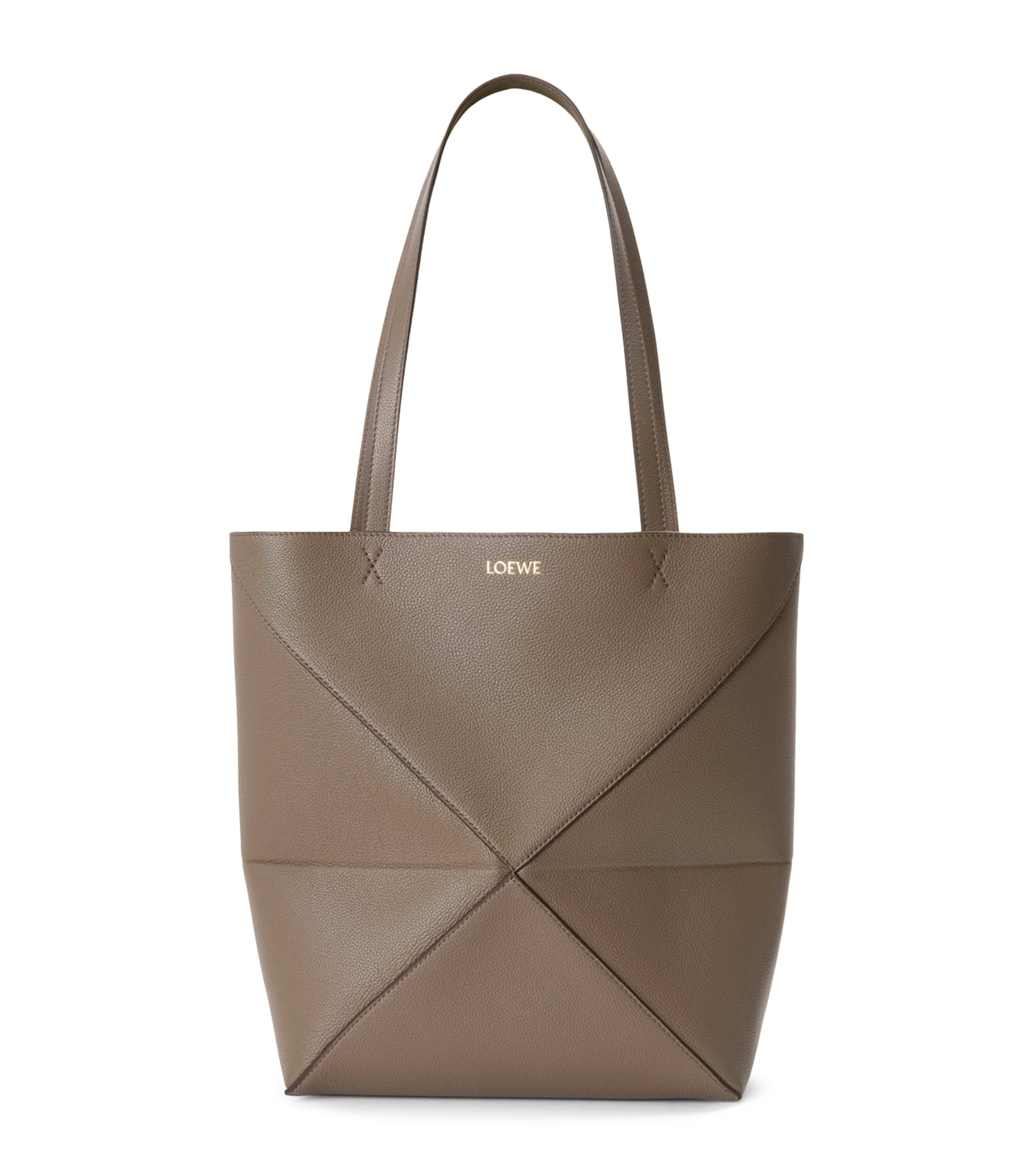 Loewe Medium Leather Puzzle Fold Tote Bag In Brown