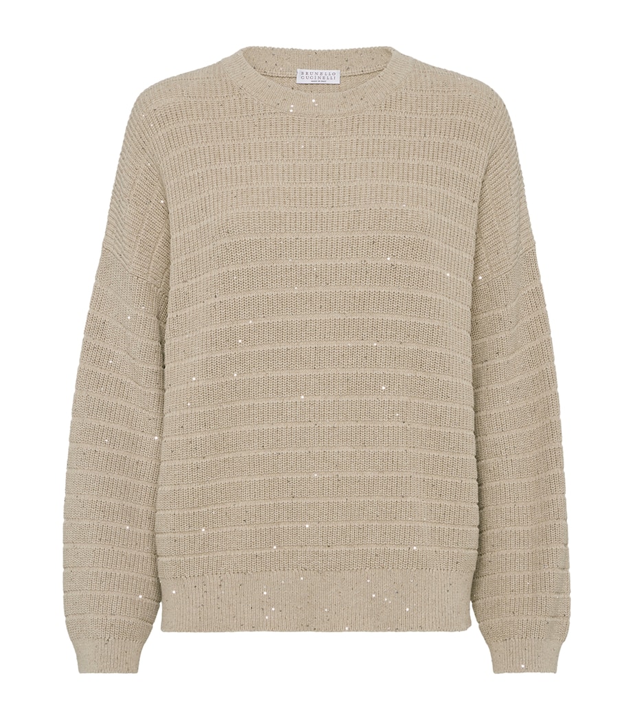 Cotton-Blend Sequin-Embellished Sweater C059 Image 1