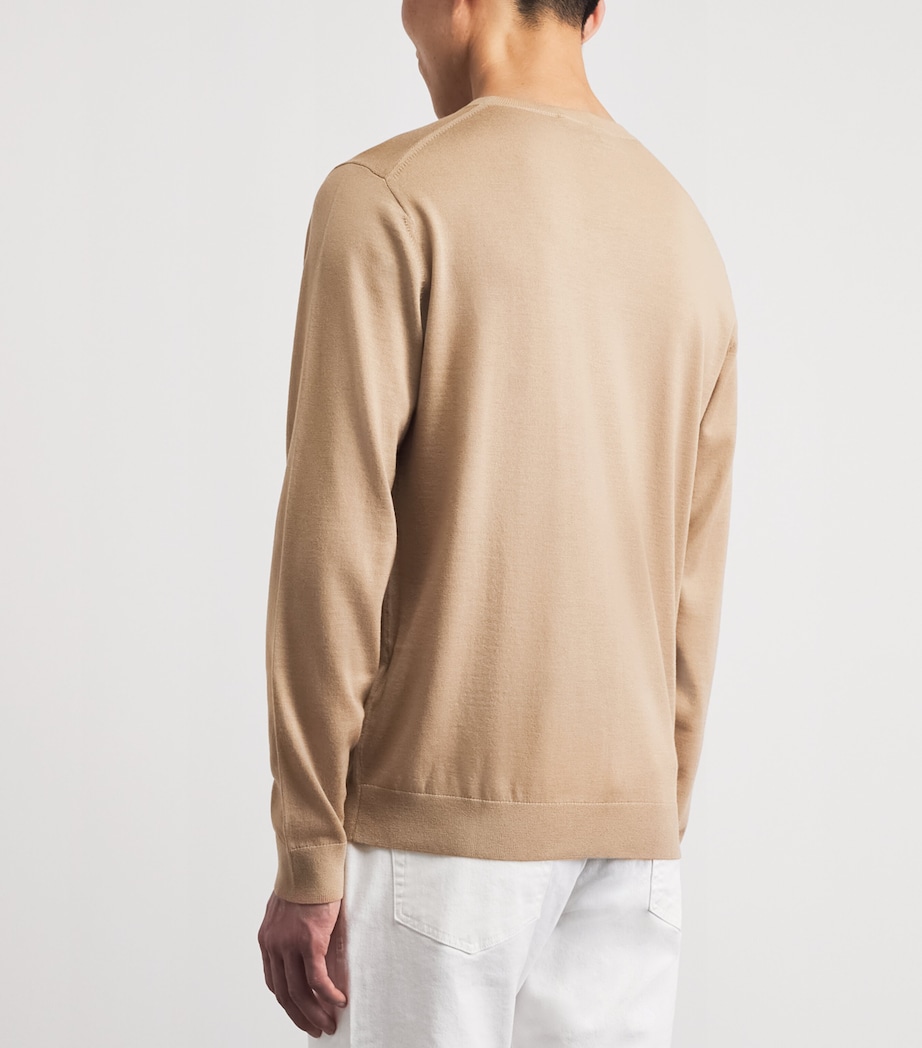 Falke Mens Stretch-Virgin Wool Sweater Seasame Image 5