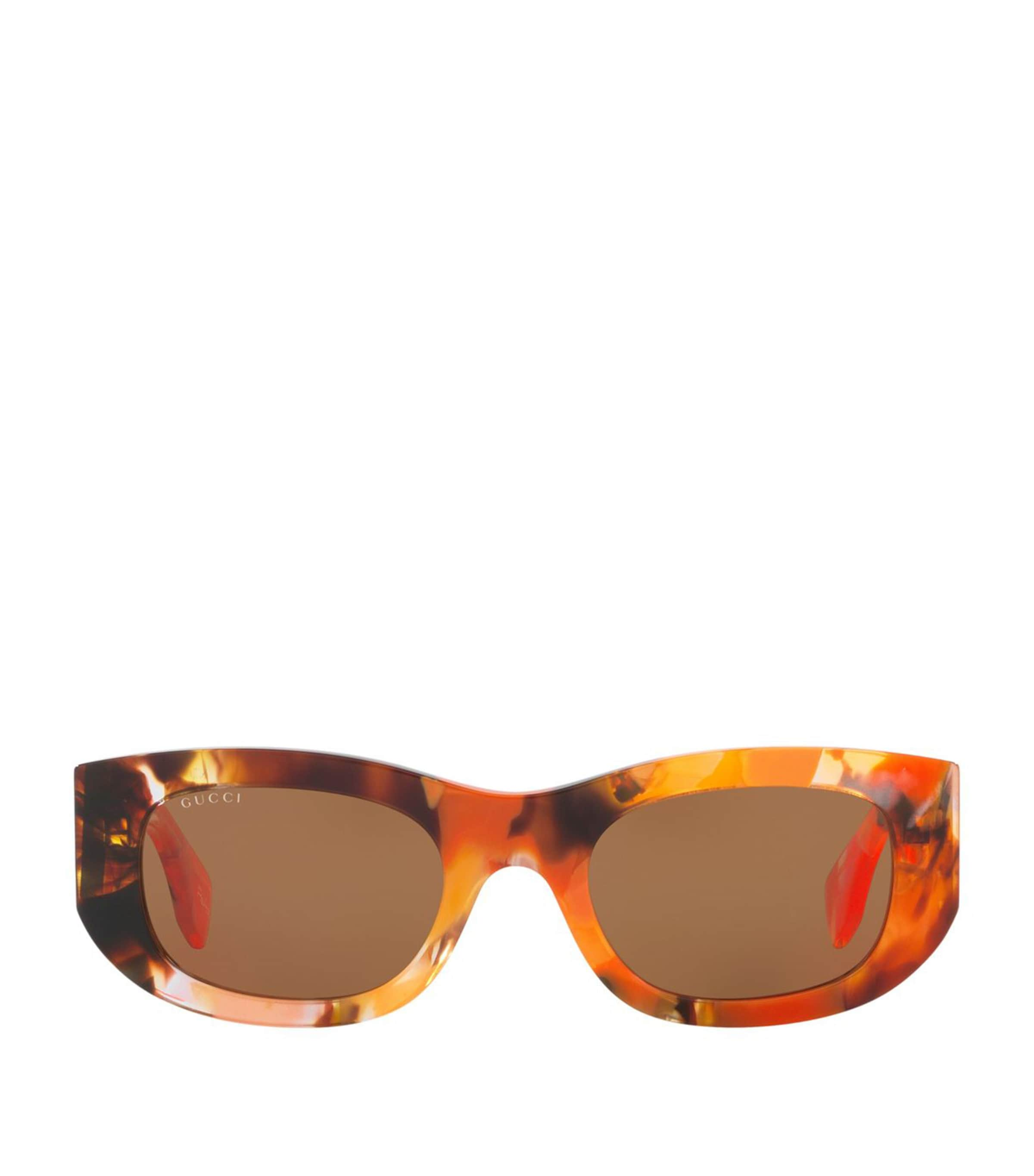 Gucci Tortoiseshell Oval Sunglasses In Orange