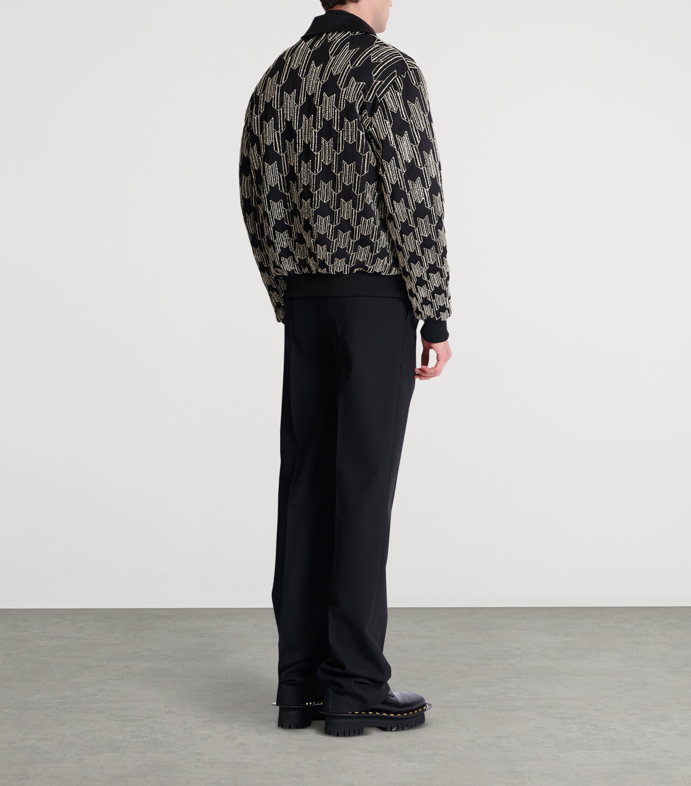Satin Houndstooth Bomber Jacket EAW NOIR/CRISTAL Image 7