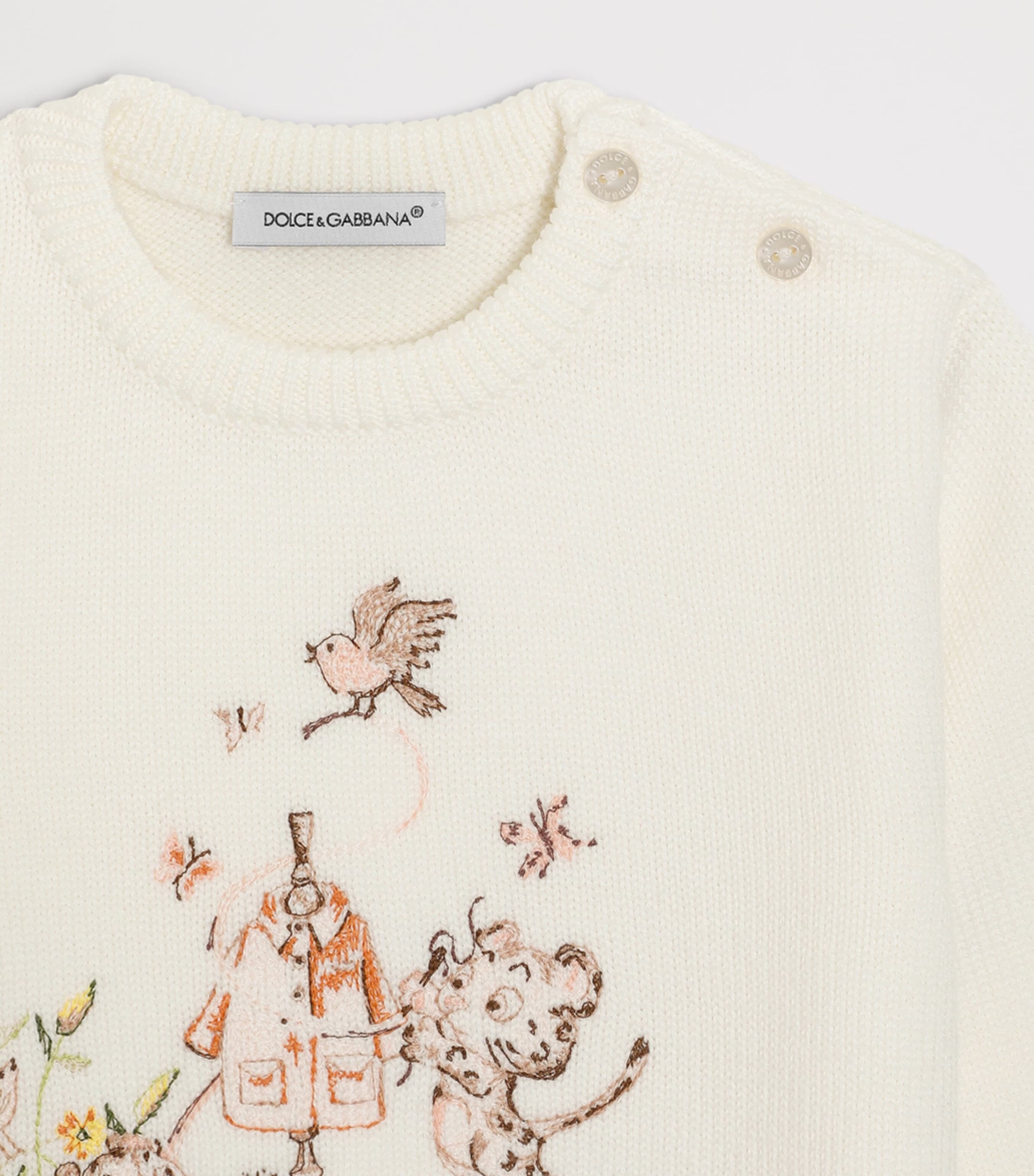 Dolce&Gabbana Kids Virgin Wool Embroidered Sweater (3-30 Months) — photo 3