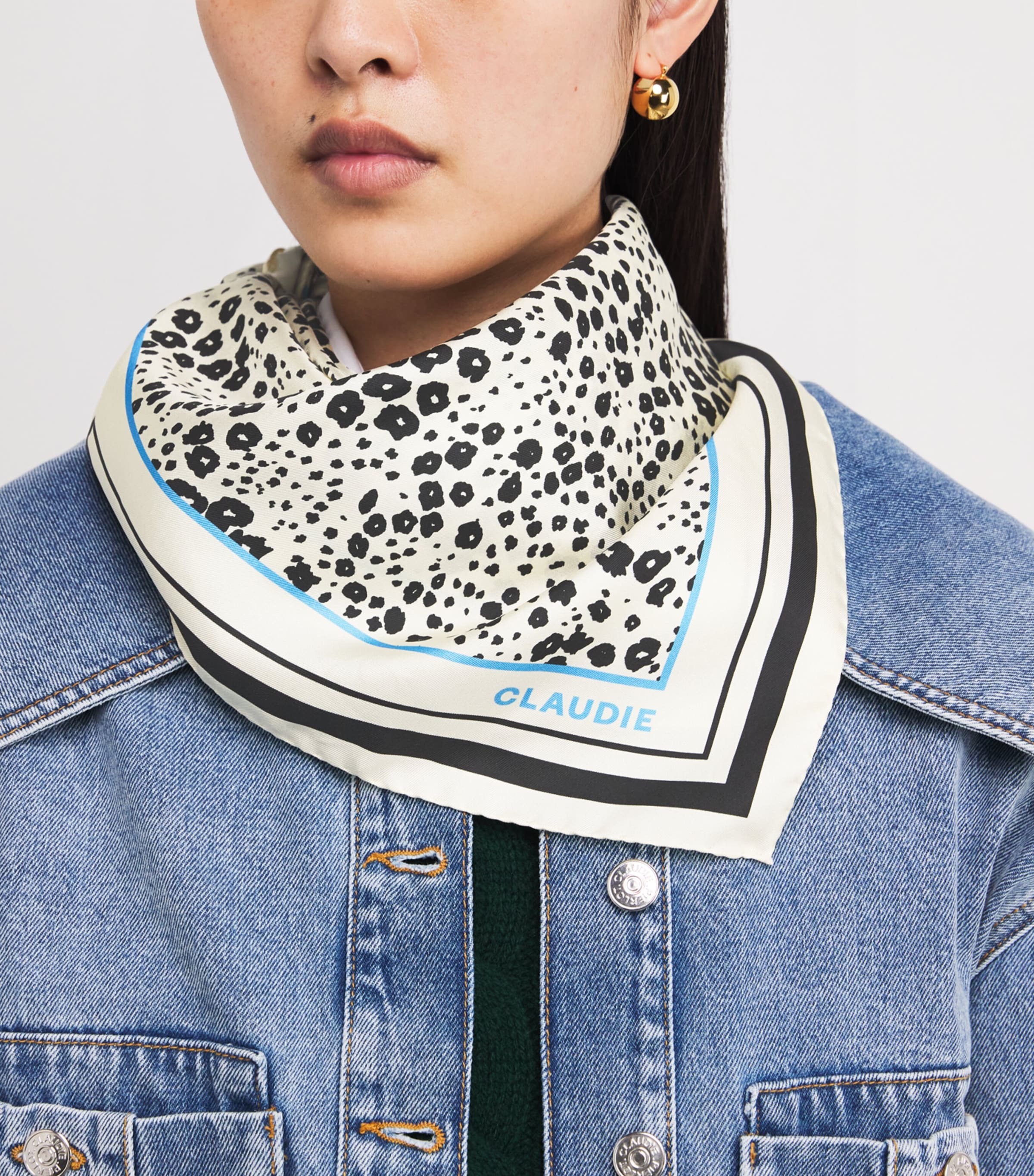 Silk Printed Square Scarf DUAL-COLOR Image 2