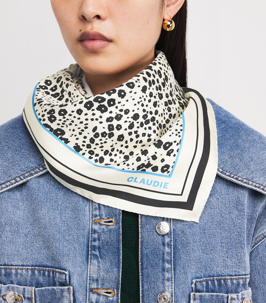 Silk Printed Square Scarf DUAL-COLOR Image 2