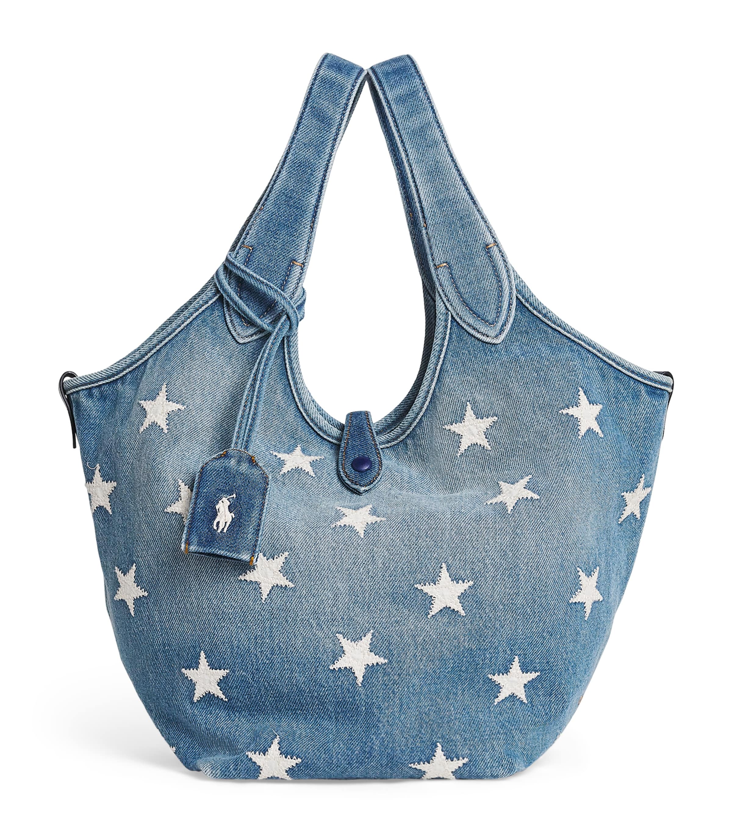 Medium Denim Polo Play Tote Bag CHRISTY WASH Image 1