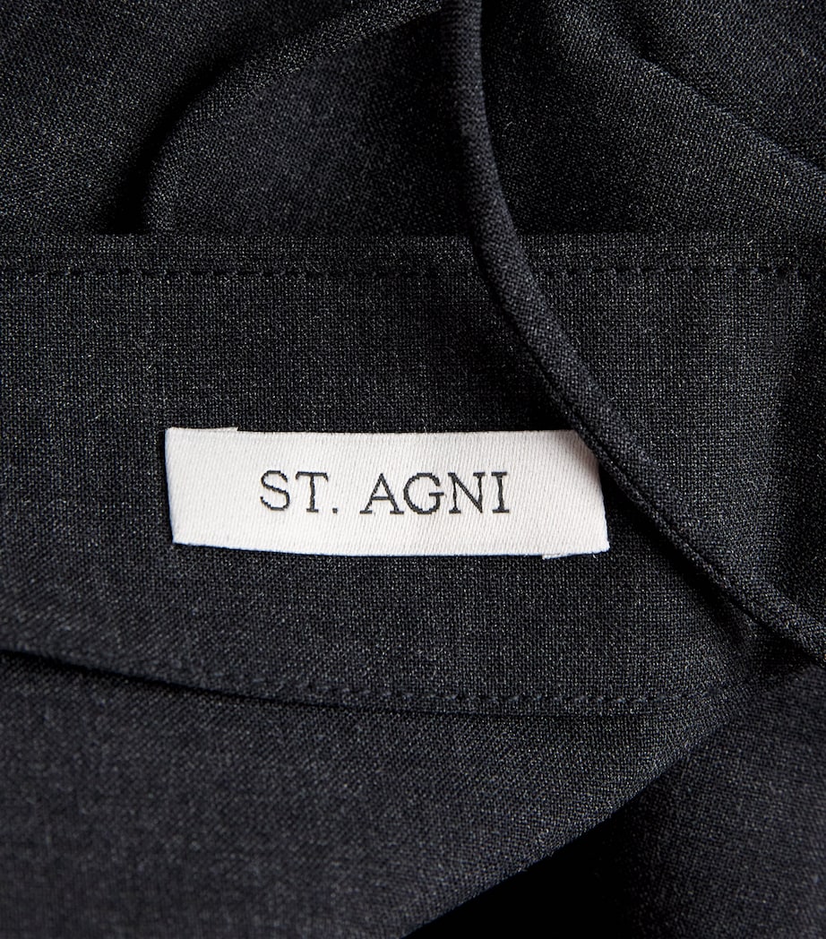 St. Agni Womens Wool-Blend Sarong-Detail Trousers Dark Graphite Image 7