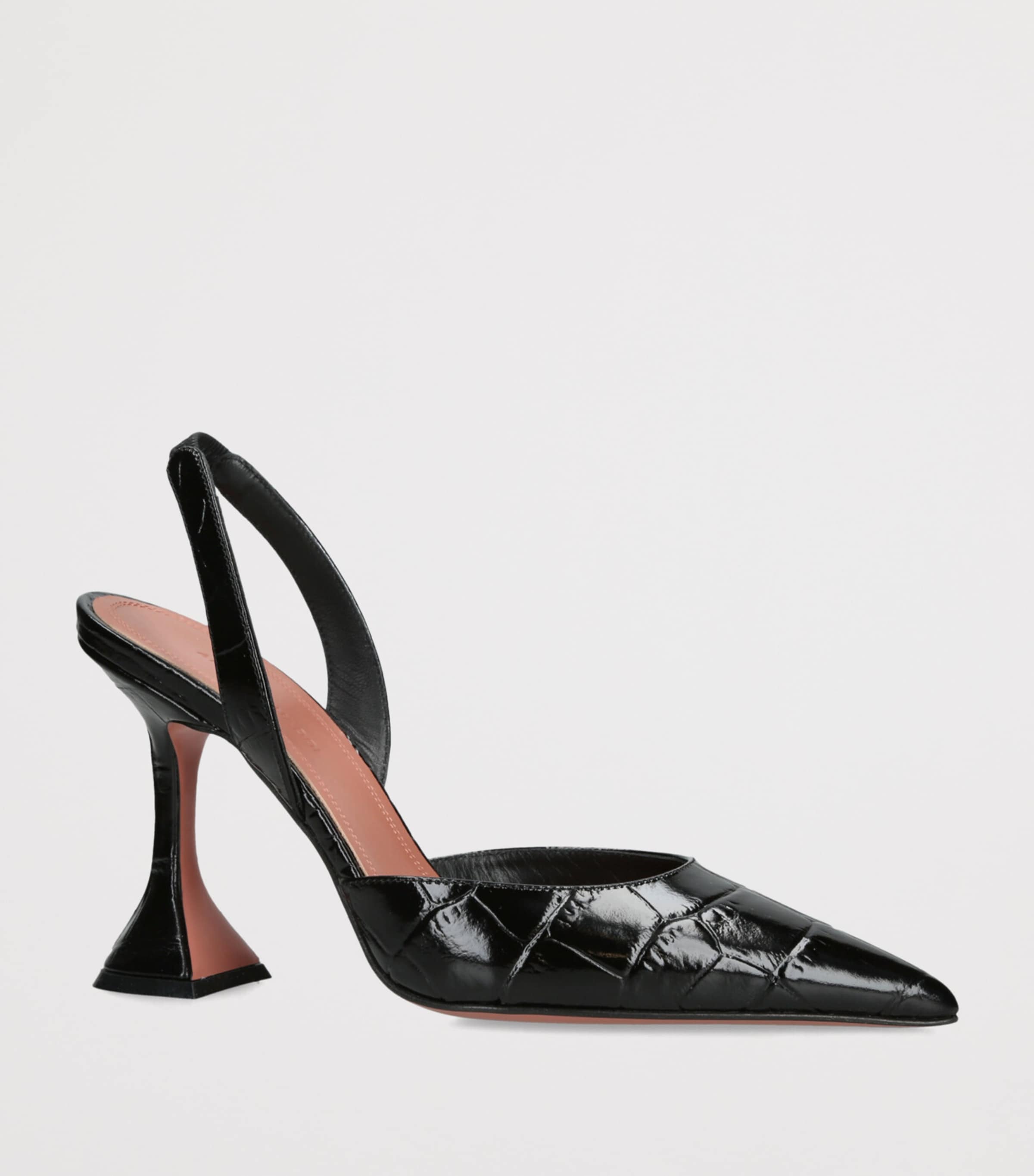 Amina Muaddi Womens Croc-Embossed Leather Holli Slingback Heels 95 Black Image 3